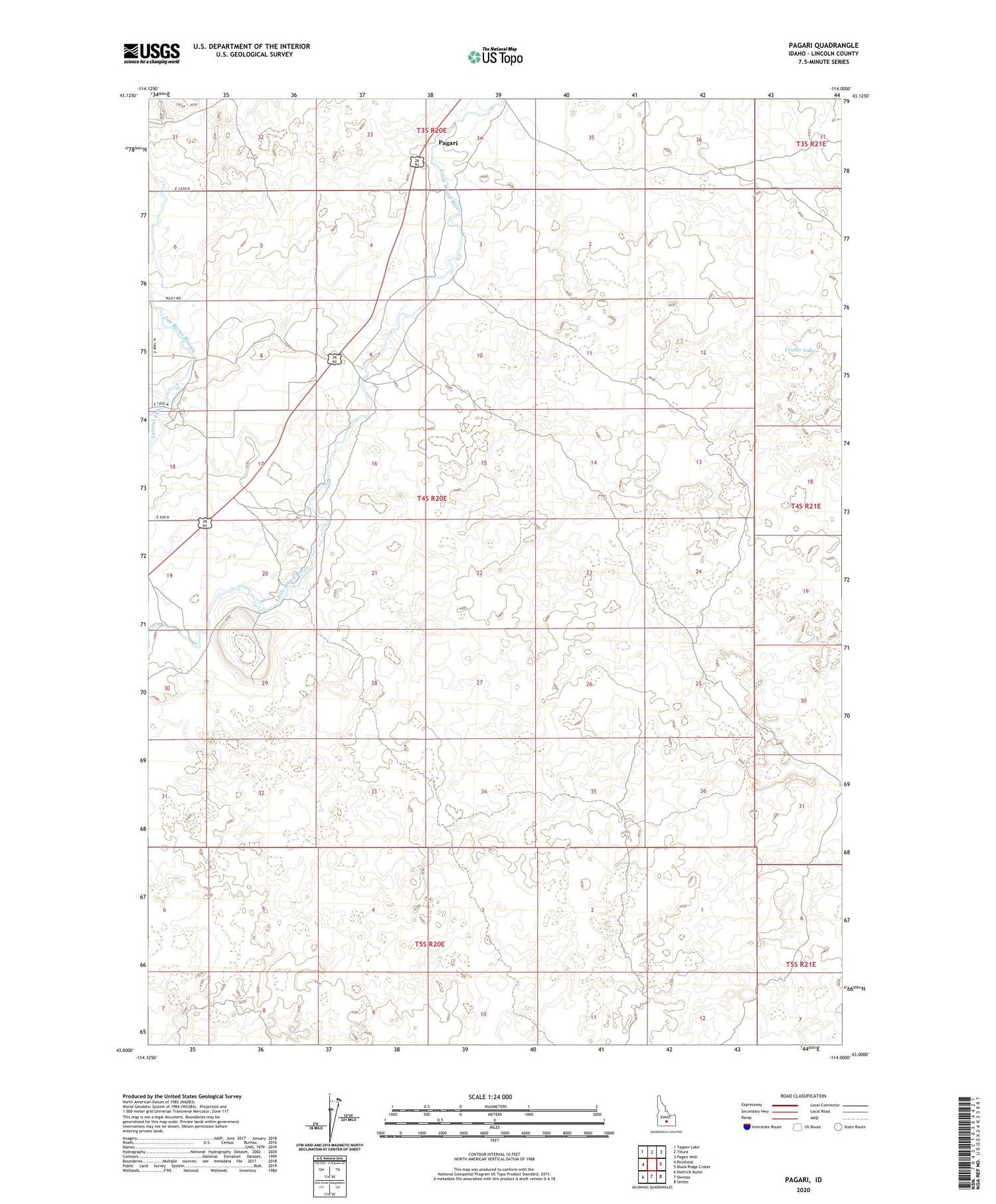 Pagari Idaho US Topo Map Image