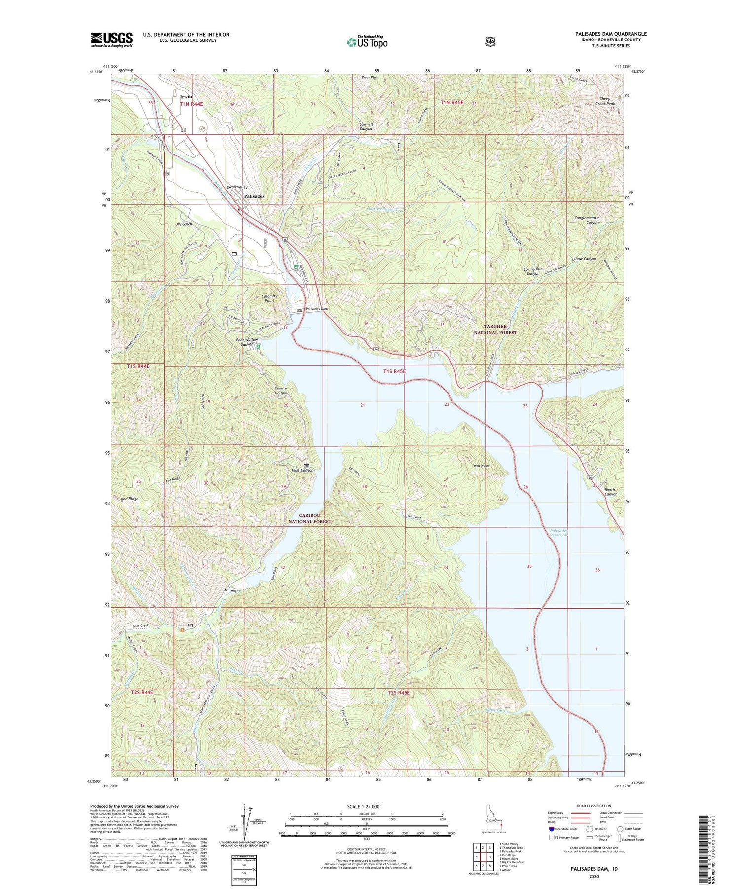 Palisades Dam Idaho US Topo Map Image