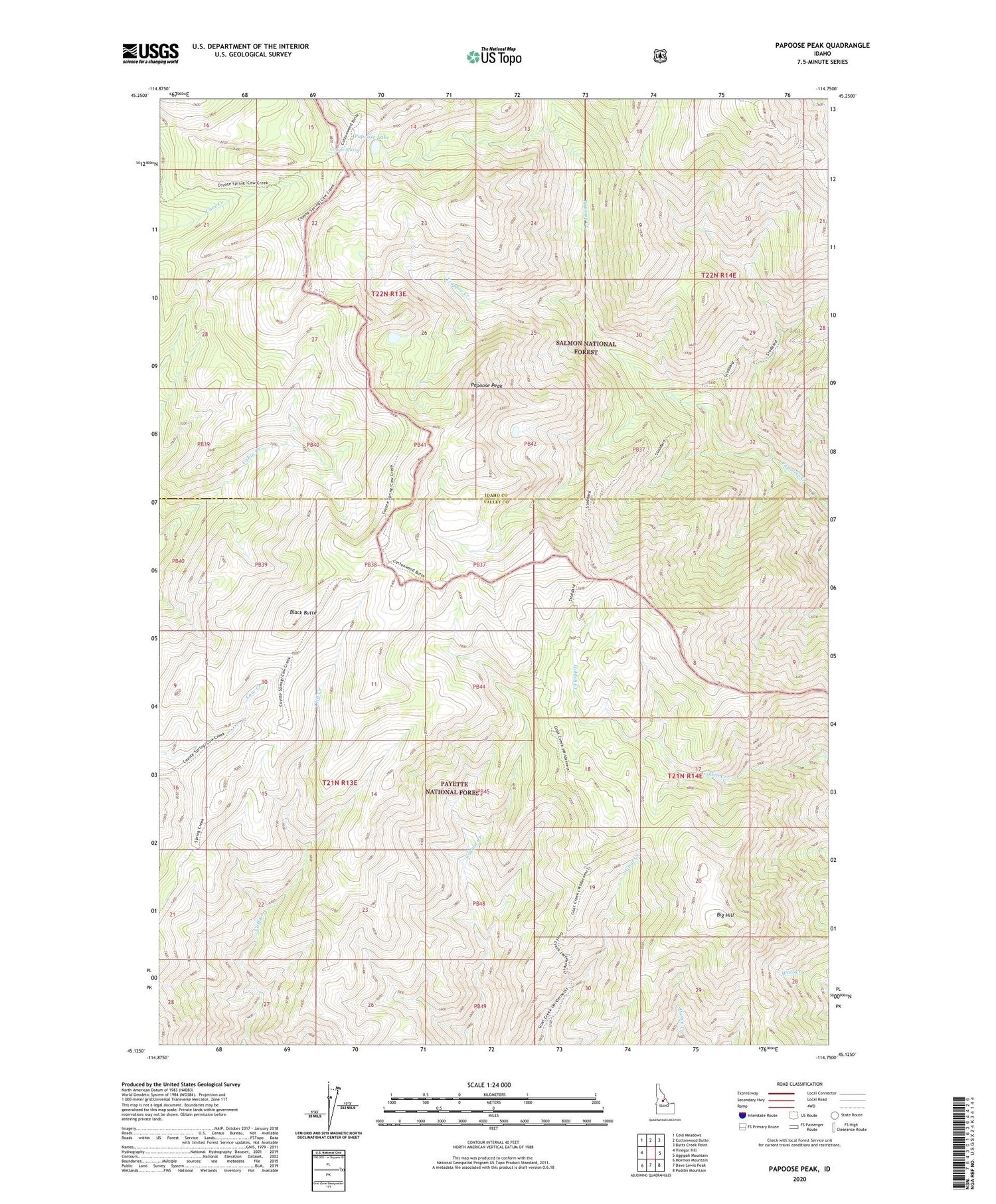 Papoose Peak Idaho US Topo Map Image