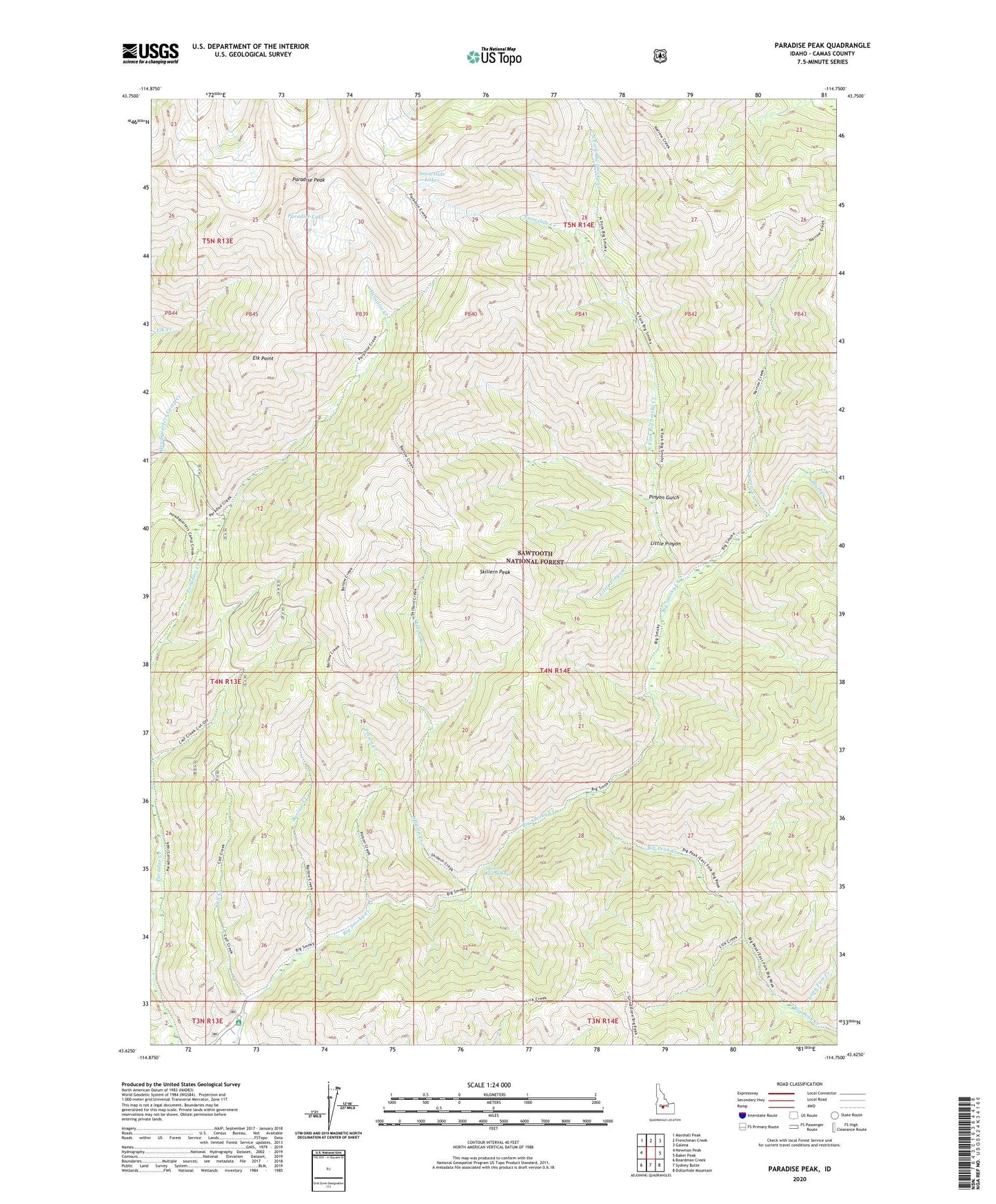 Paradise Peak Idaho US Topo Map Image
