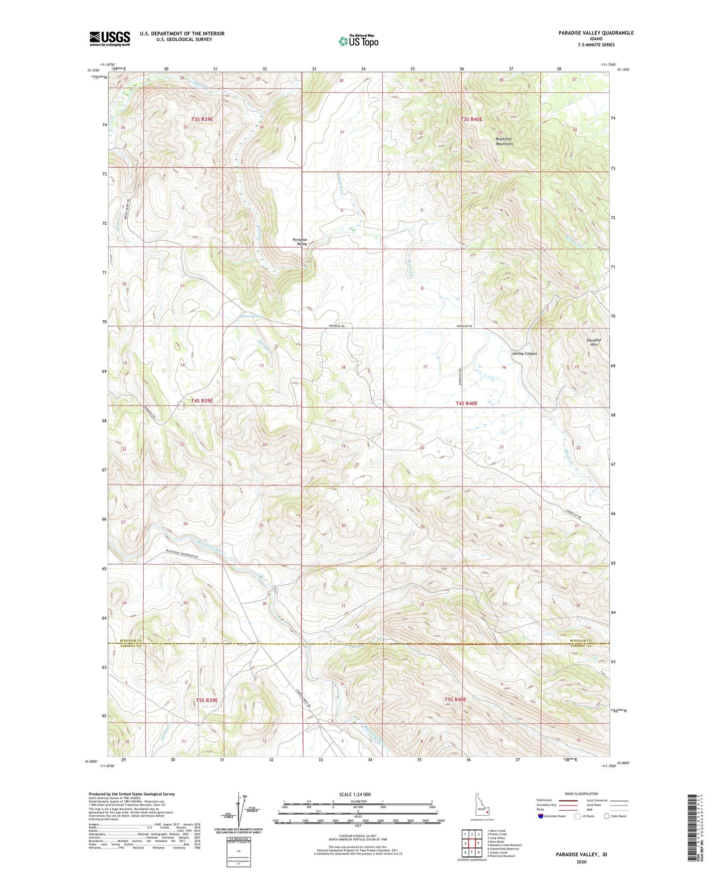 Paradise Valley Idaho US Topo Map Image