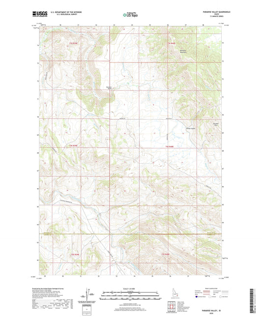 Paradise Valley Idaho US Topo Map Image