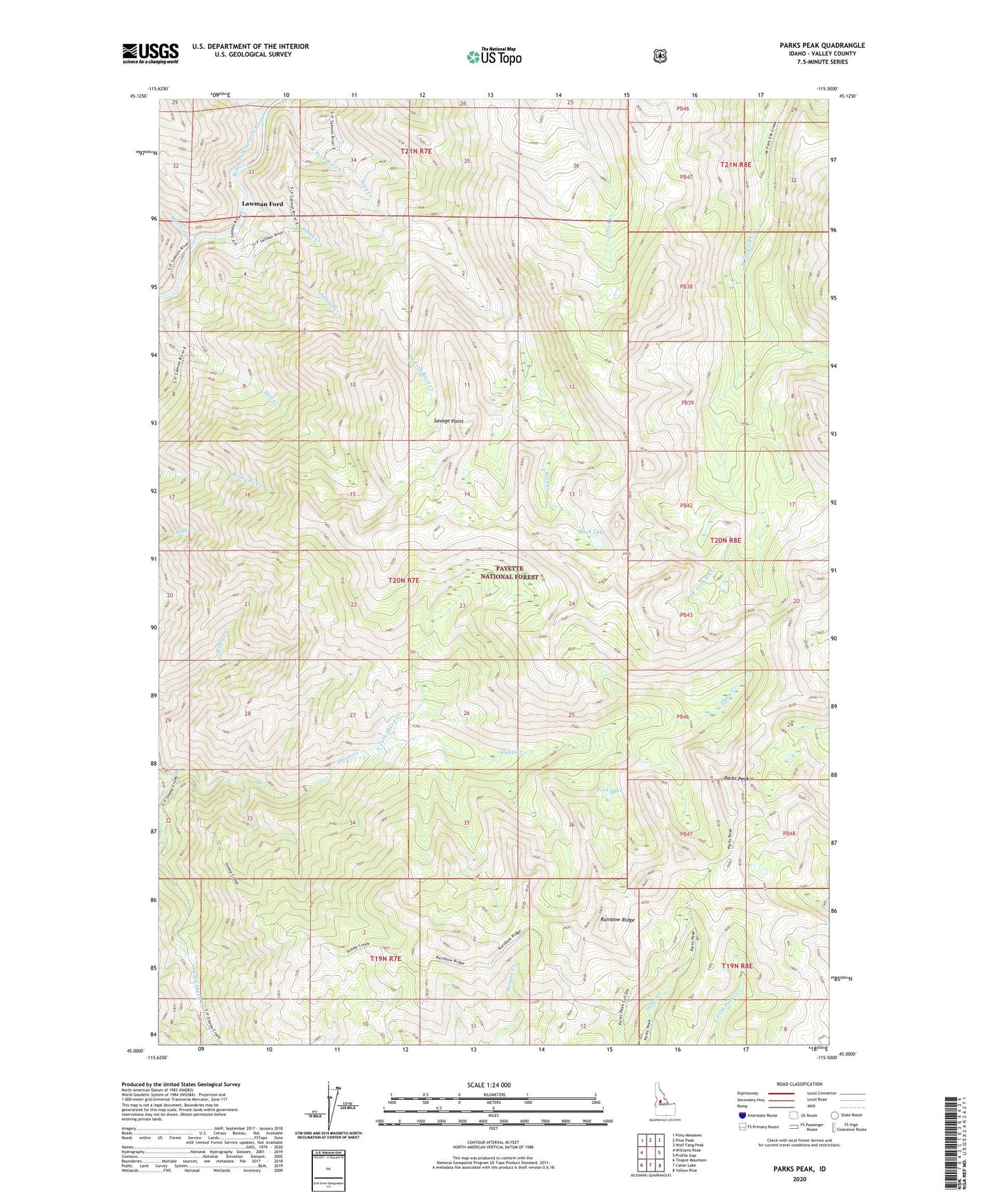 Parks Peak Idaho US Topo Map Image