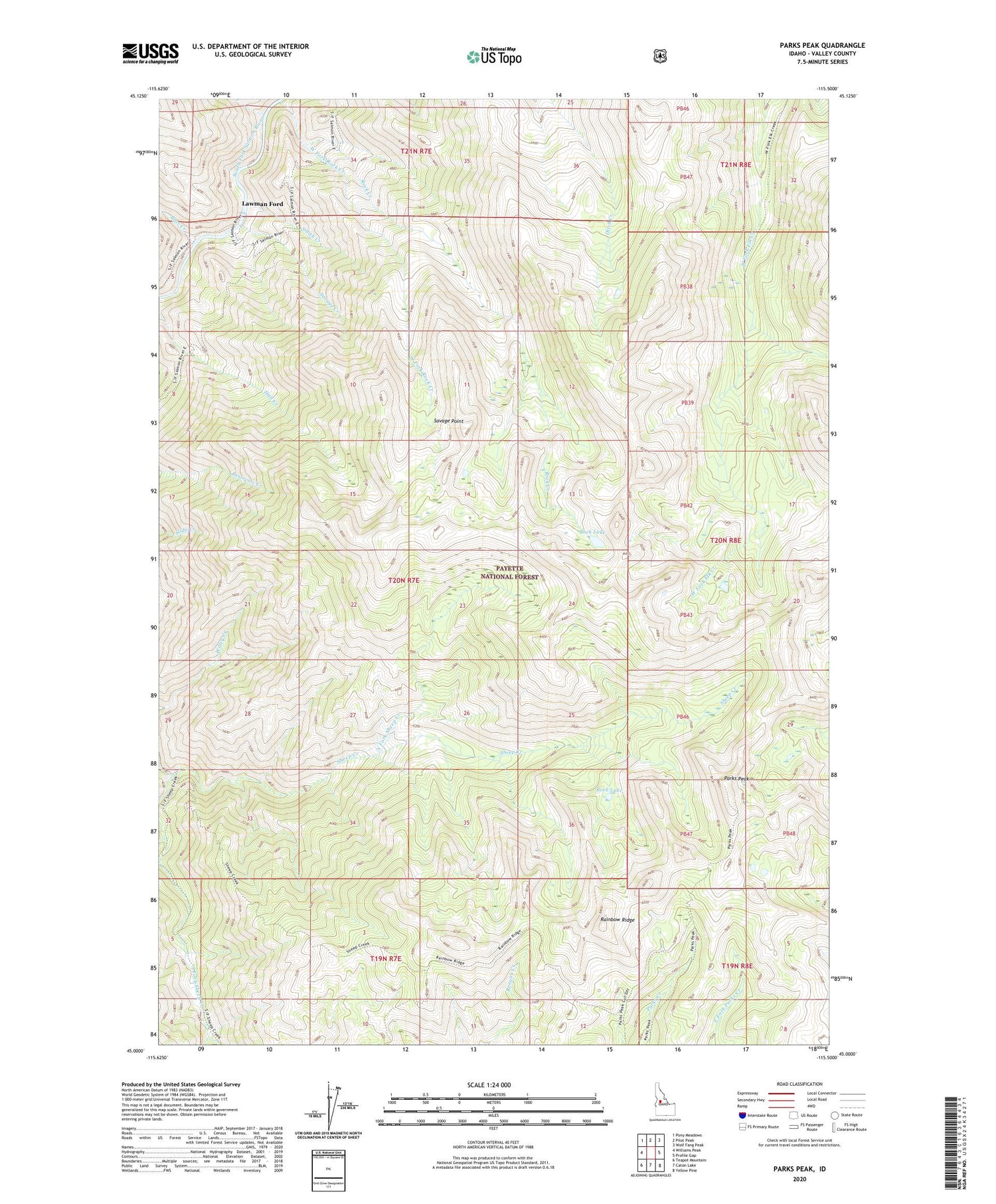 Parks Peak Idaho US Topo Map Image