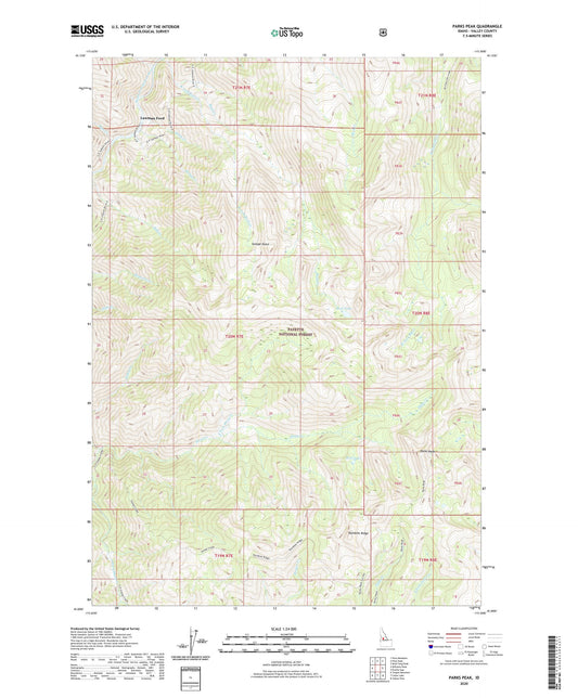 Parks Peak Idaho US Topo Map Image