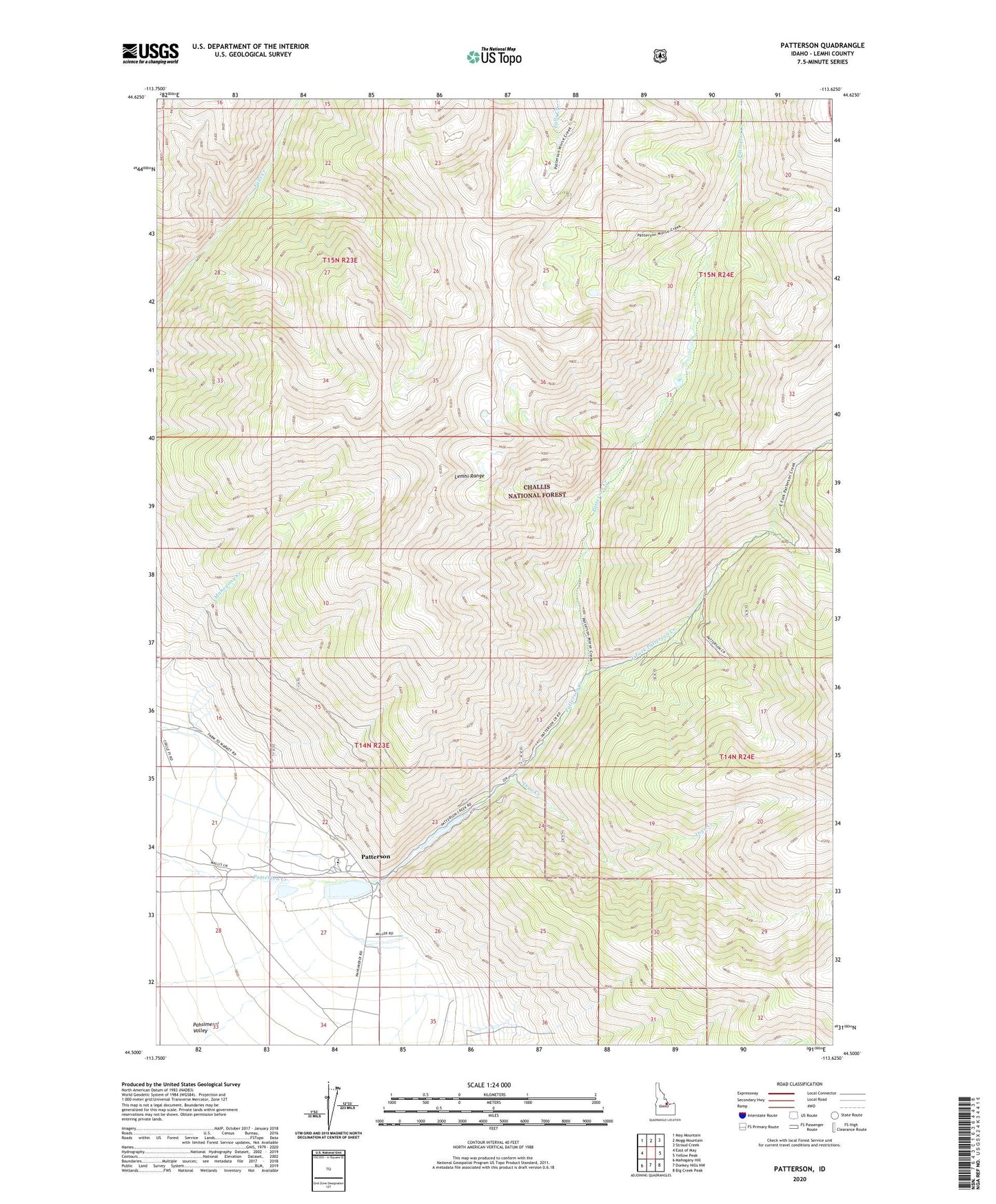 Patterson Idaho US Topo Map Image