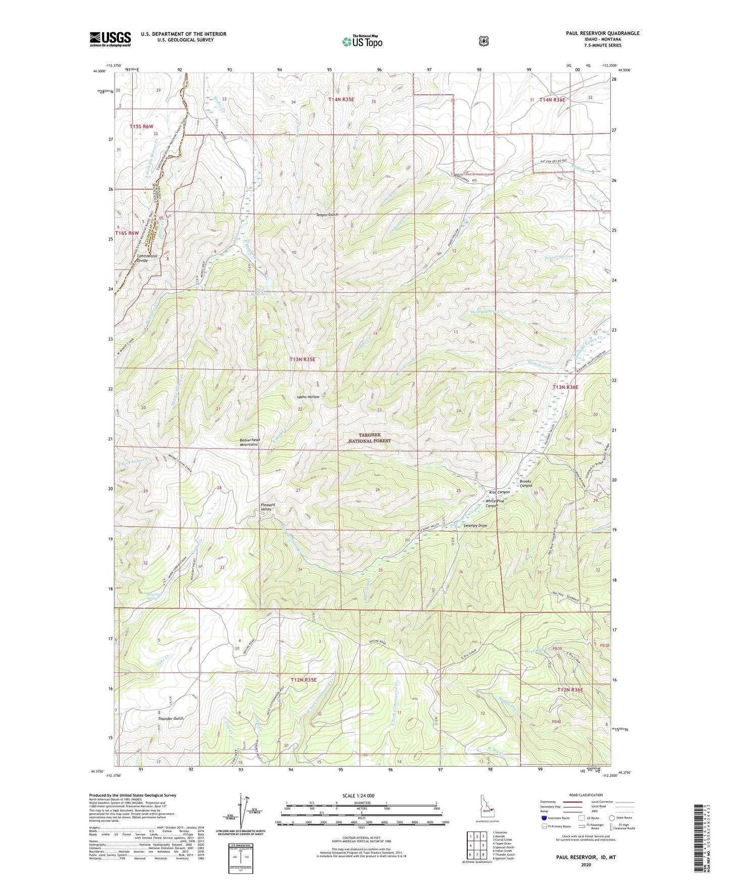Paul Reservoir Idaho US Topo Map Image