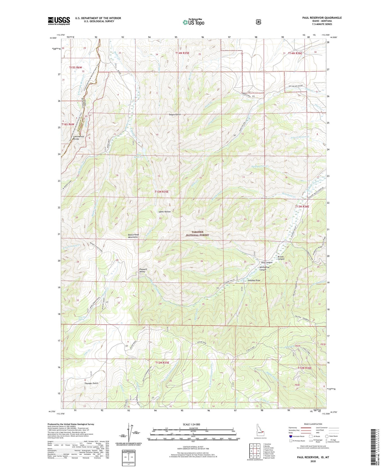 Paul Reservoir Idaho US Topo Map Image