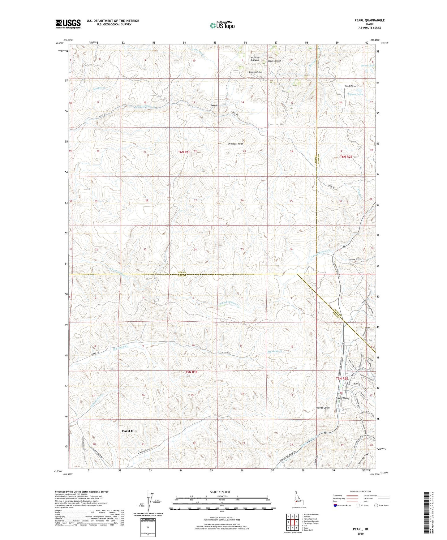 Pearl Idaho US Topo Map Image