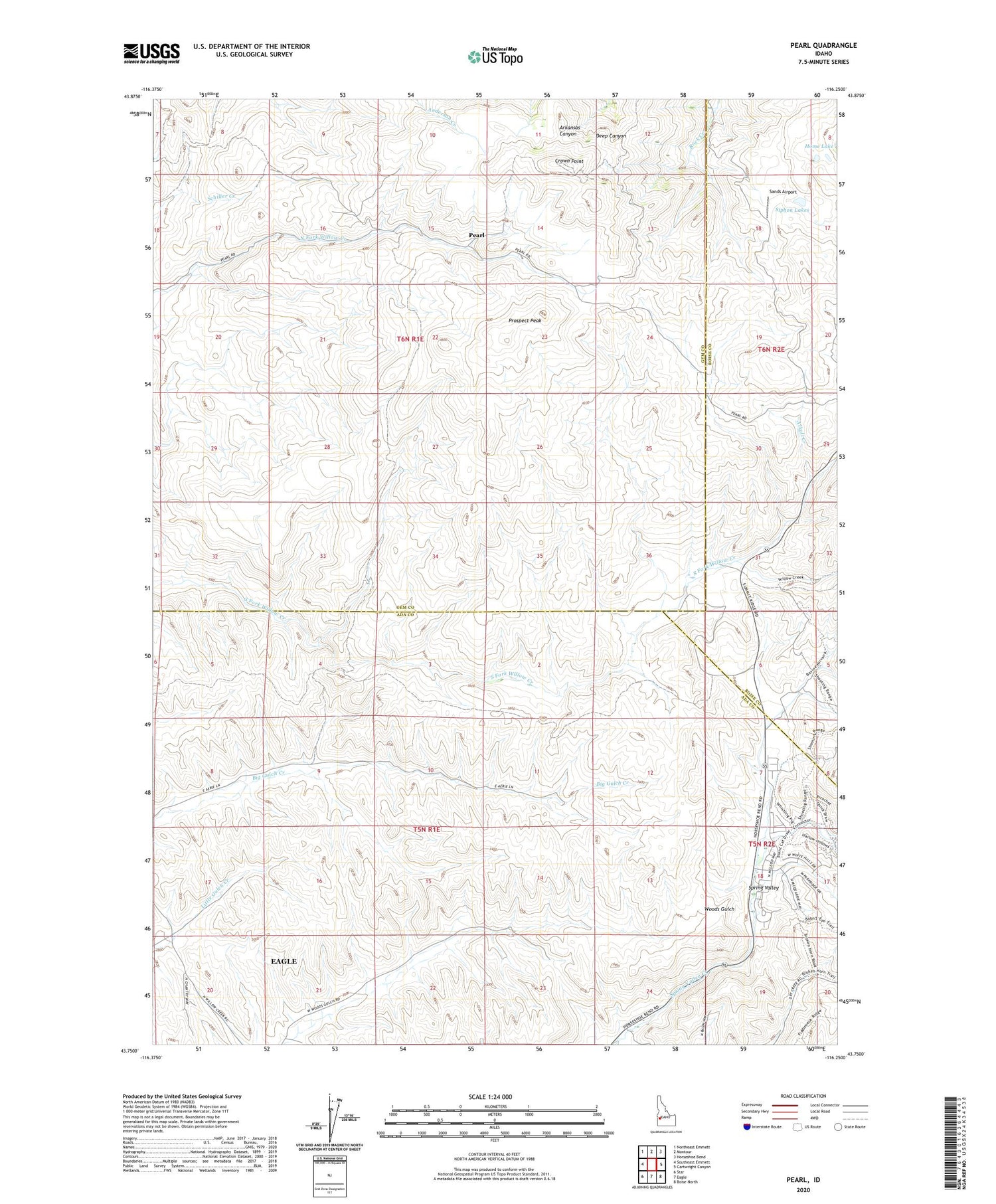Pearl Idaho US Topo Map Image