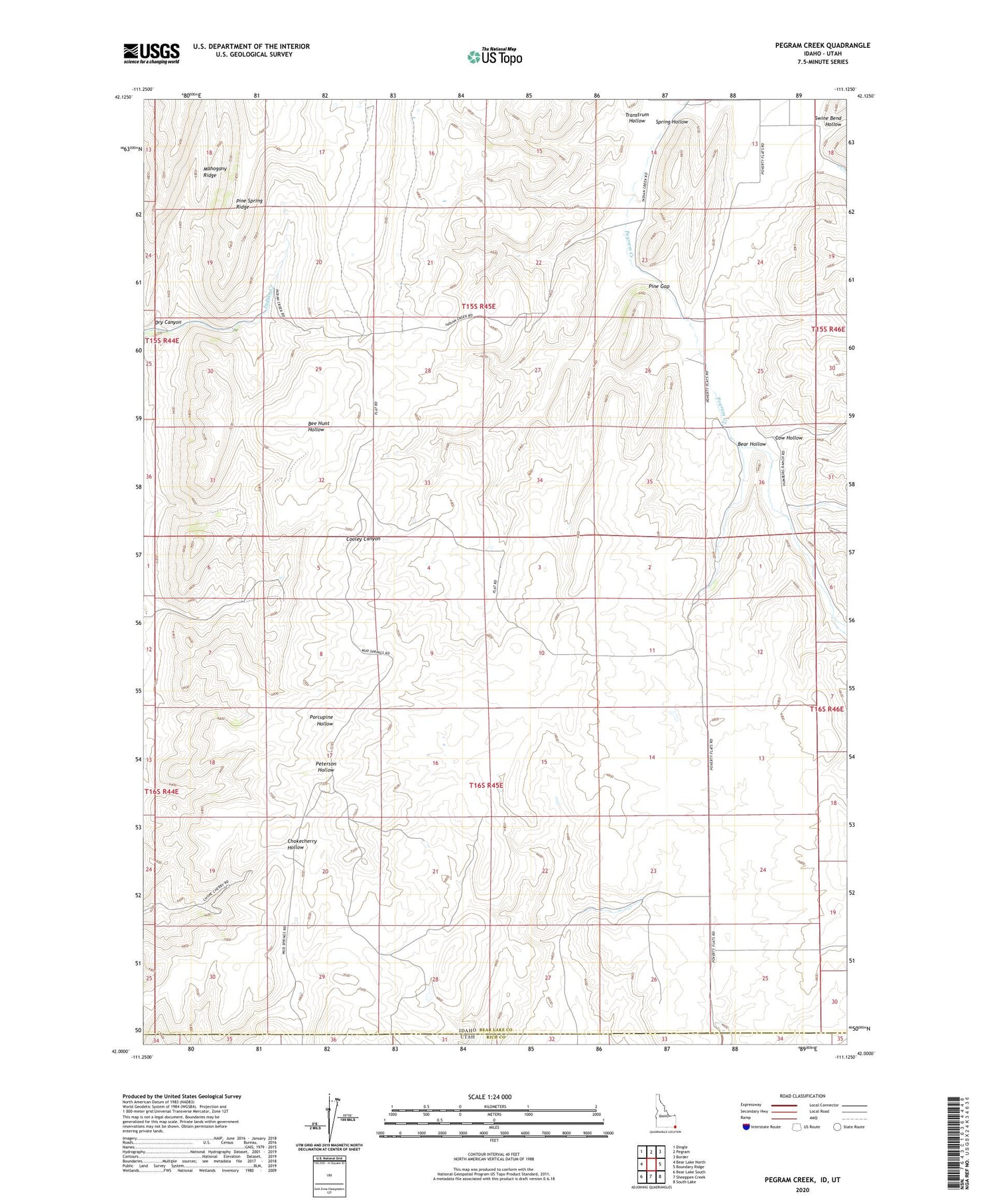 Pegram Creek Idaho US Topo Map Image