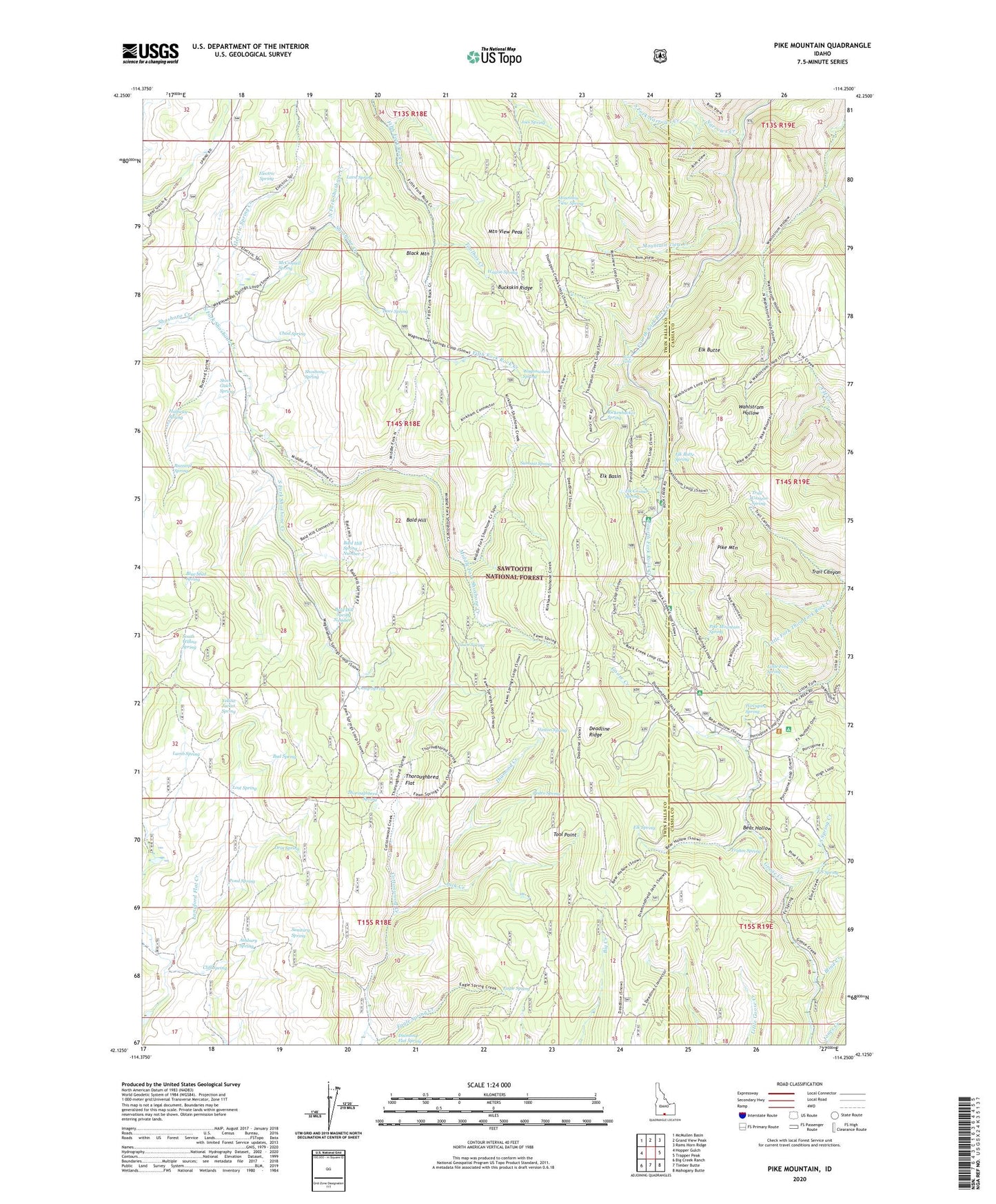Pike Mountain Idaho US Topo Map Image