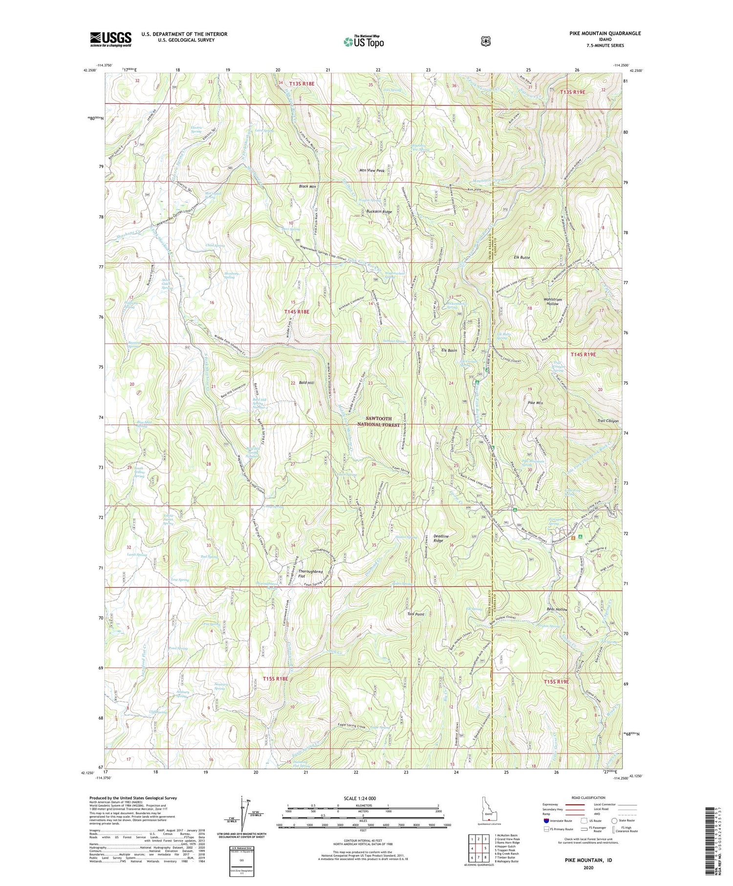 Pike Mountain Idaho US Topo Map Image