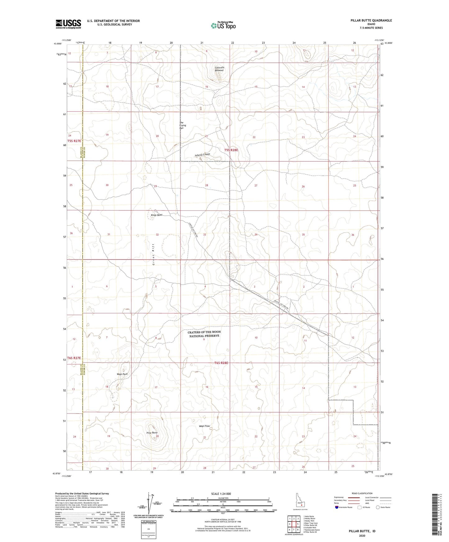 Pillar Butte Idaho US Topo Map Image