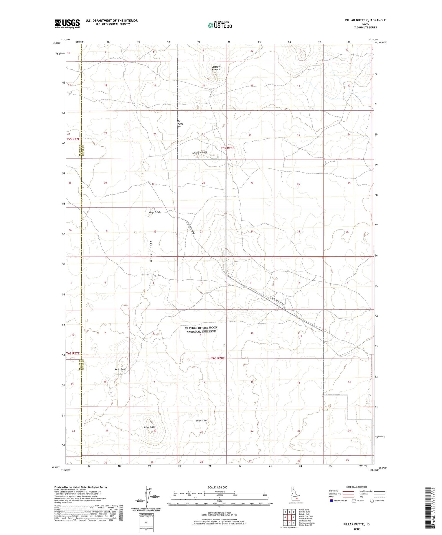 Pillar Butte Idaho US Topo Map Image