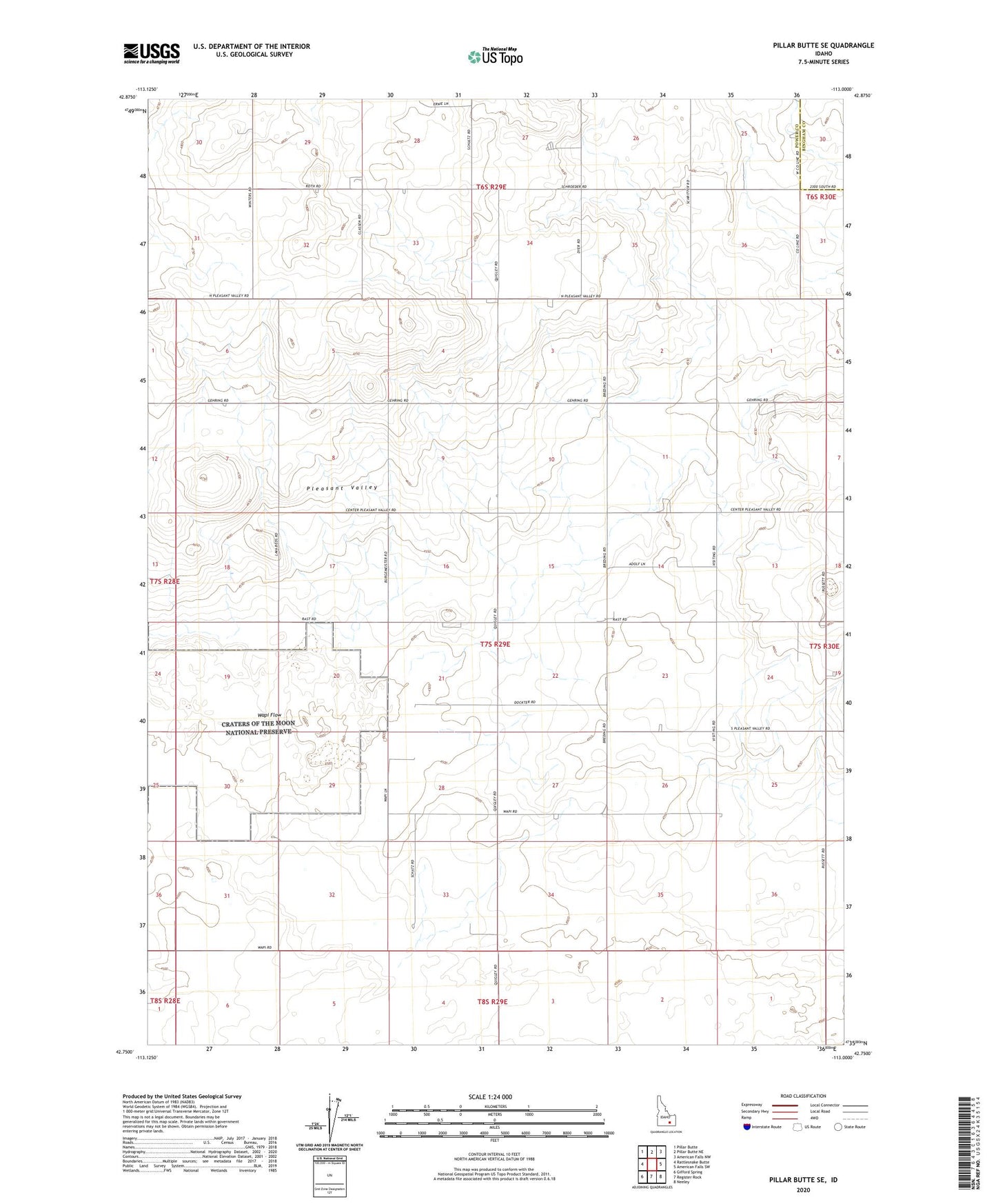 Pillar Butte SE Idaho US Topo Map Image