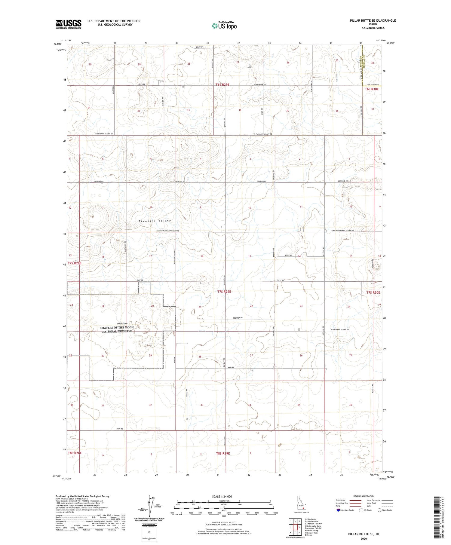 Pillar Butte SE Idaho US Topo Map Image