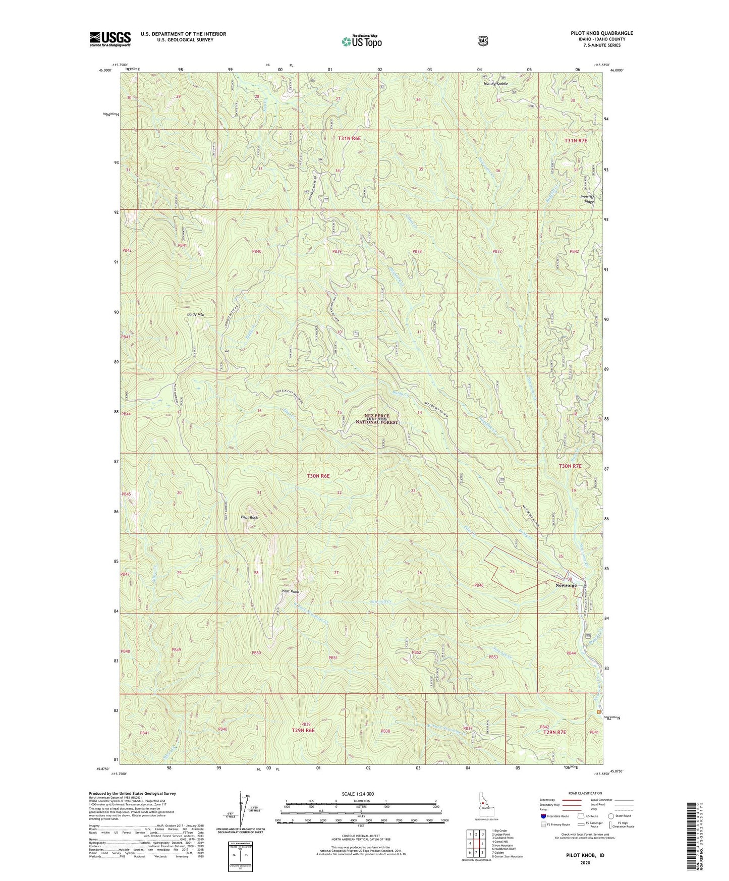 Pilot Knob Idaho US Topo Map Image