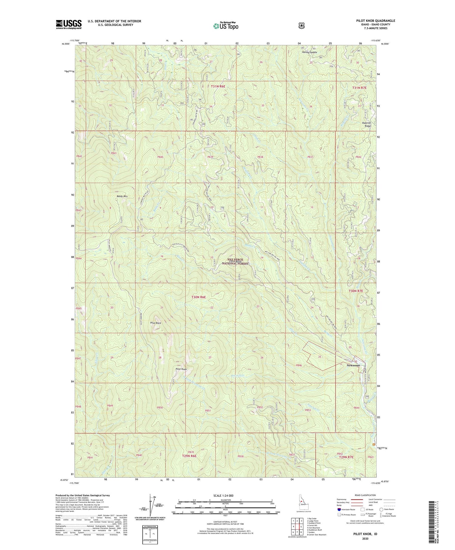 Pilot Knob Idaho US Topo Map Image
