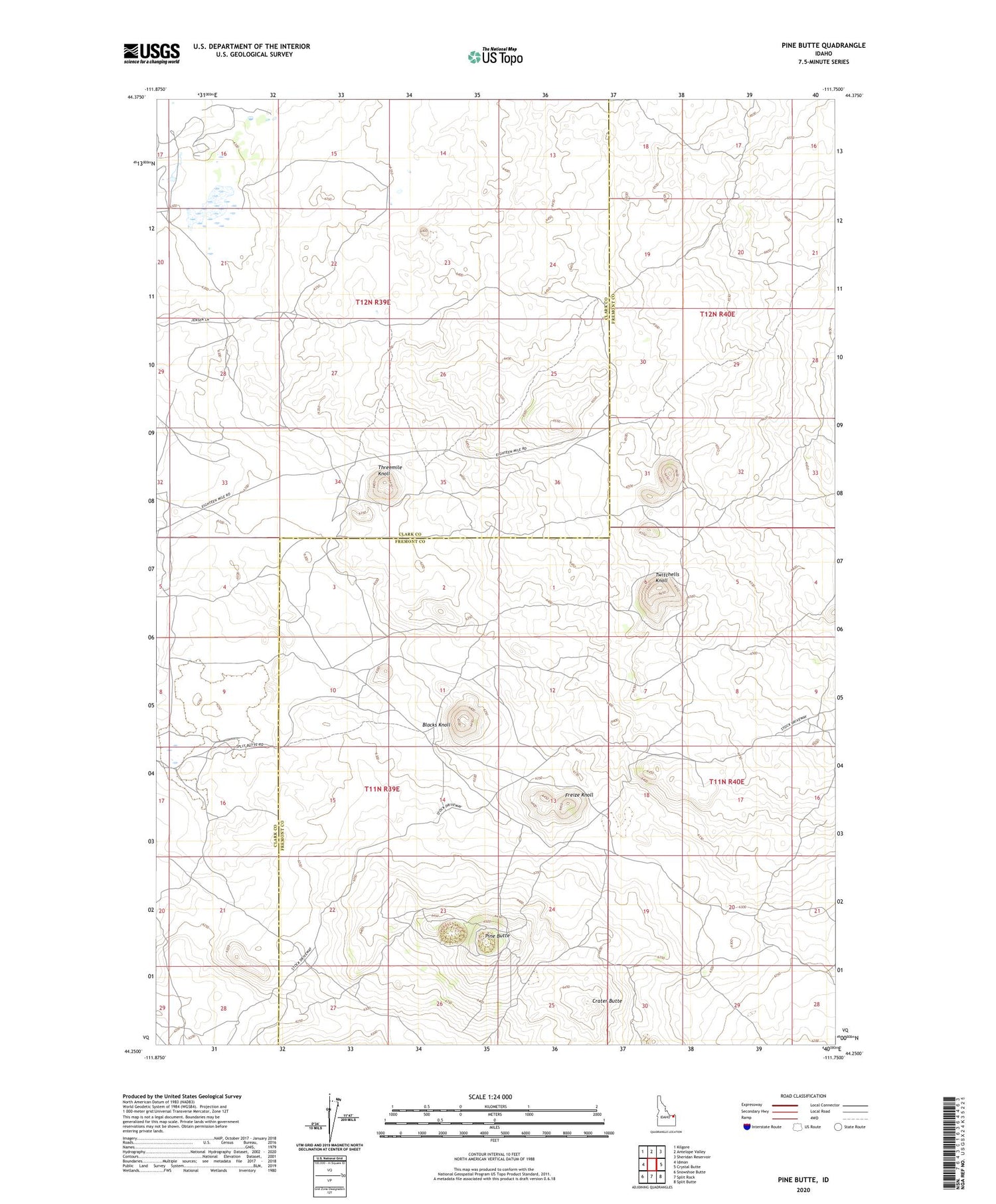 Pine Butte Idaho US Topo Map Image