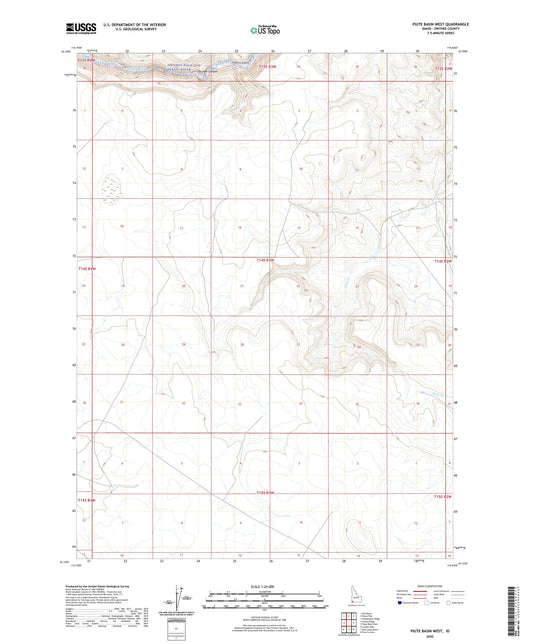 Piute Basin West Idaho US Topo Map Image