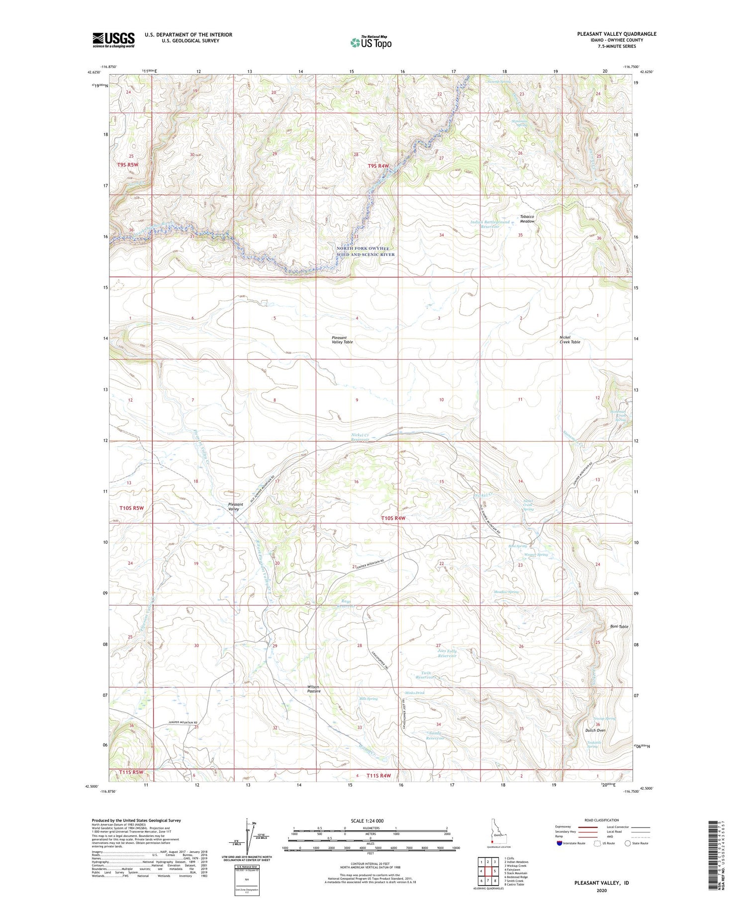 Pleasant Valley Idaho US Topo Map Image