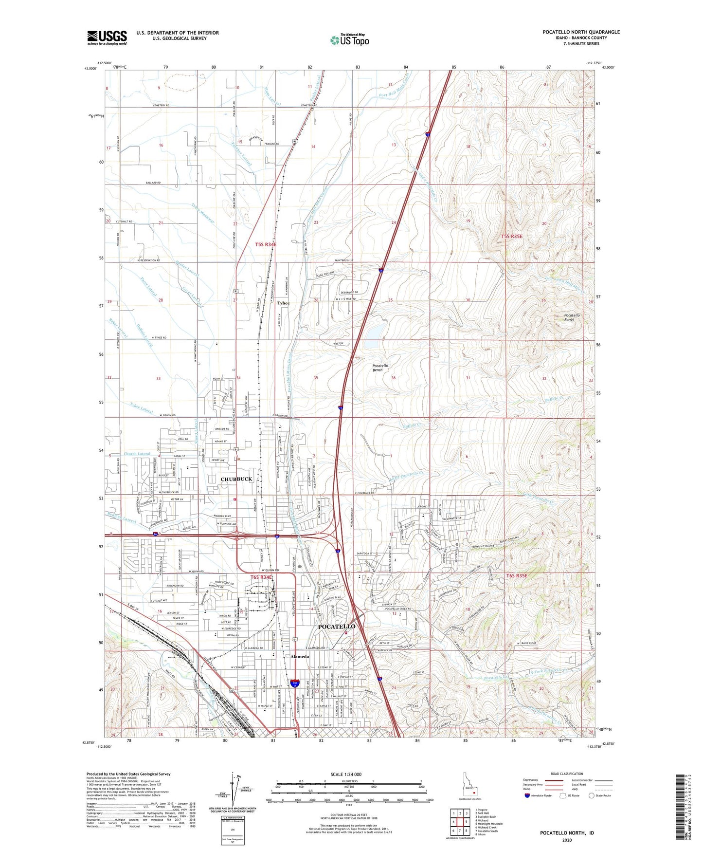 Pocatello North Idaho US Topo Map Image