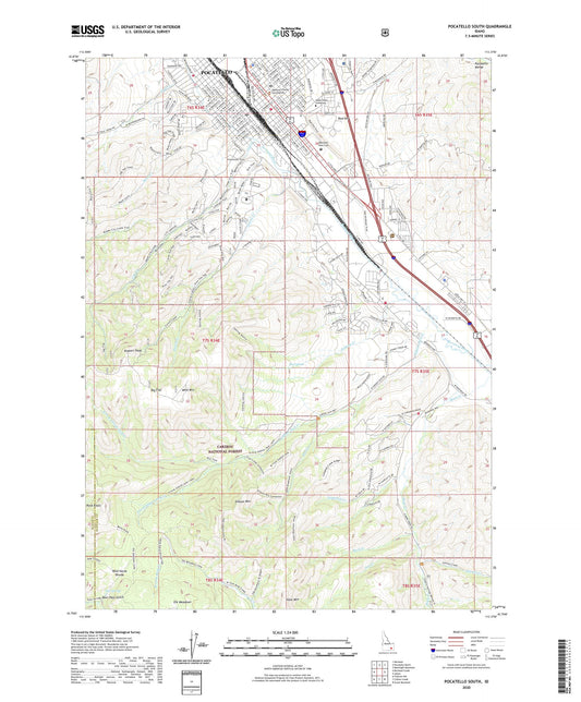Pocatello South Idaho US Topo Map Image