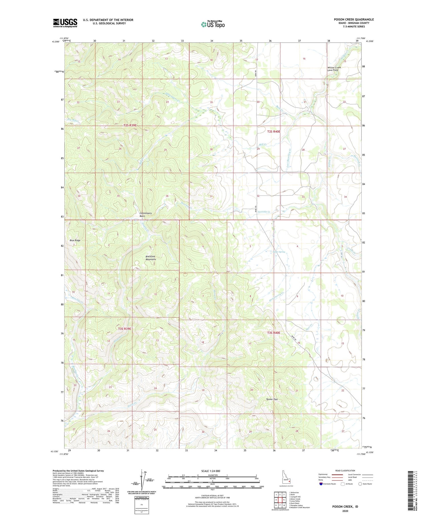 Poison Creek Idaho US Topo Map Image
