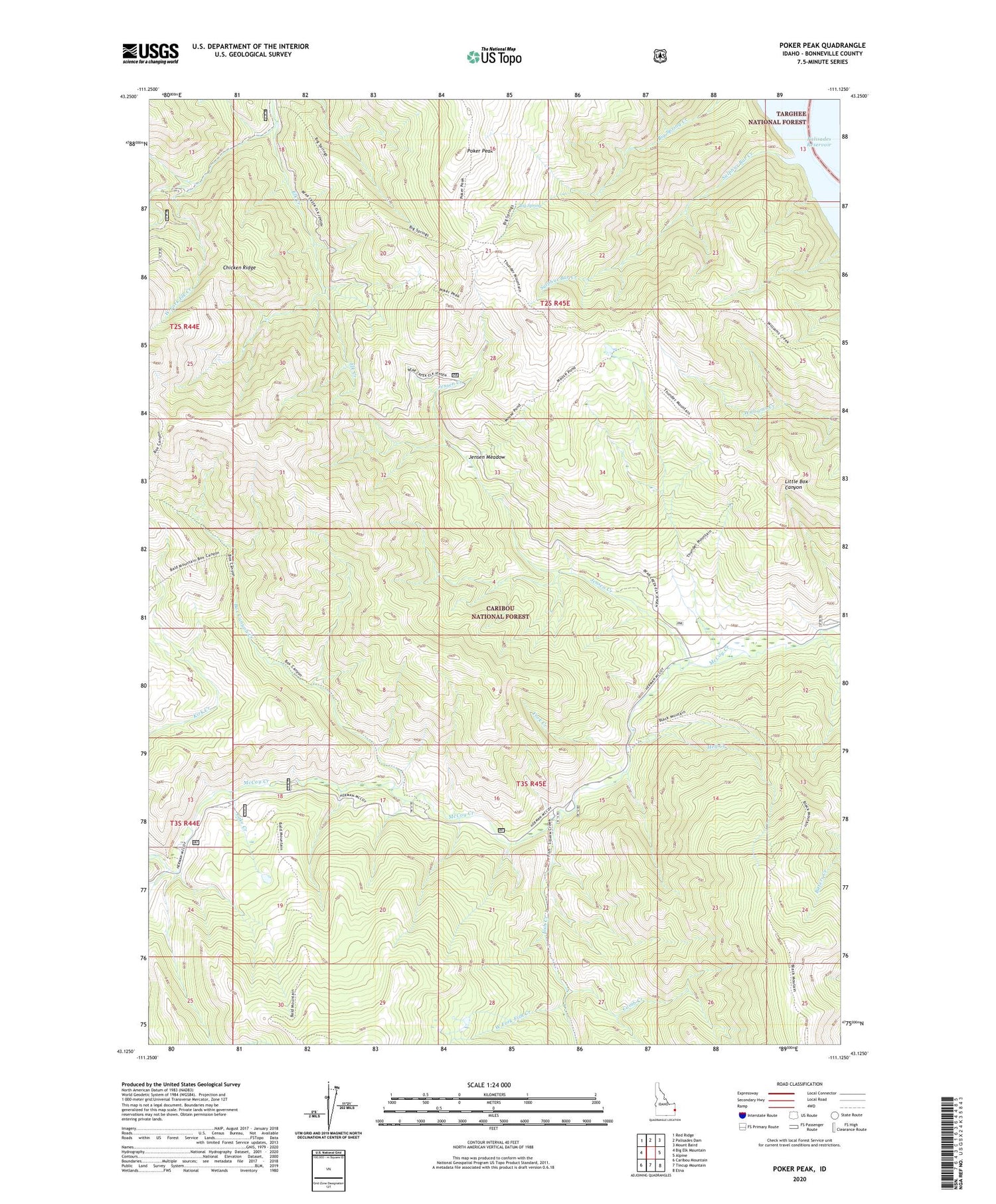 Poker Peak Idaho US Topo Map Image