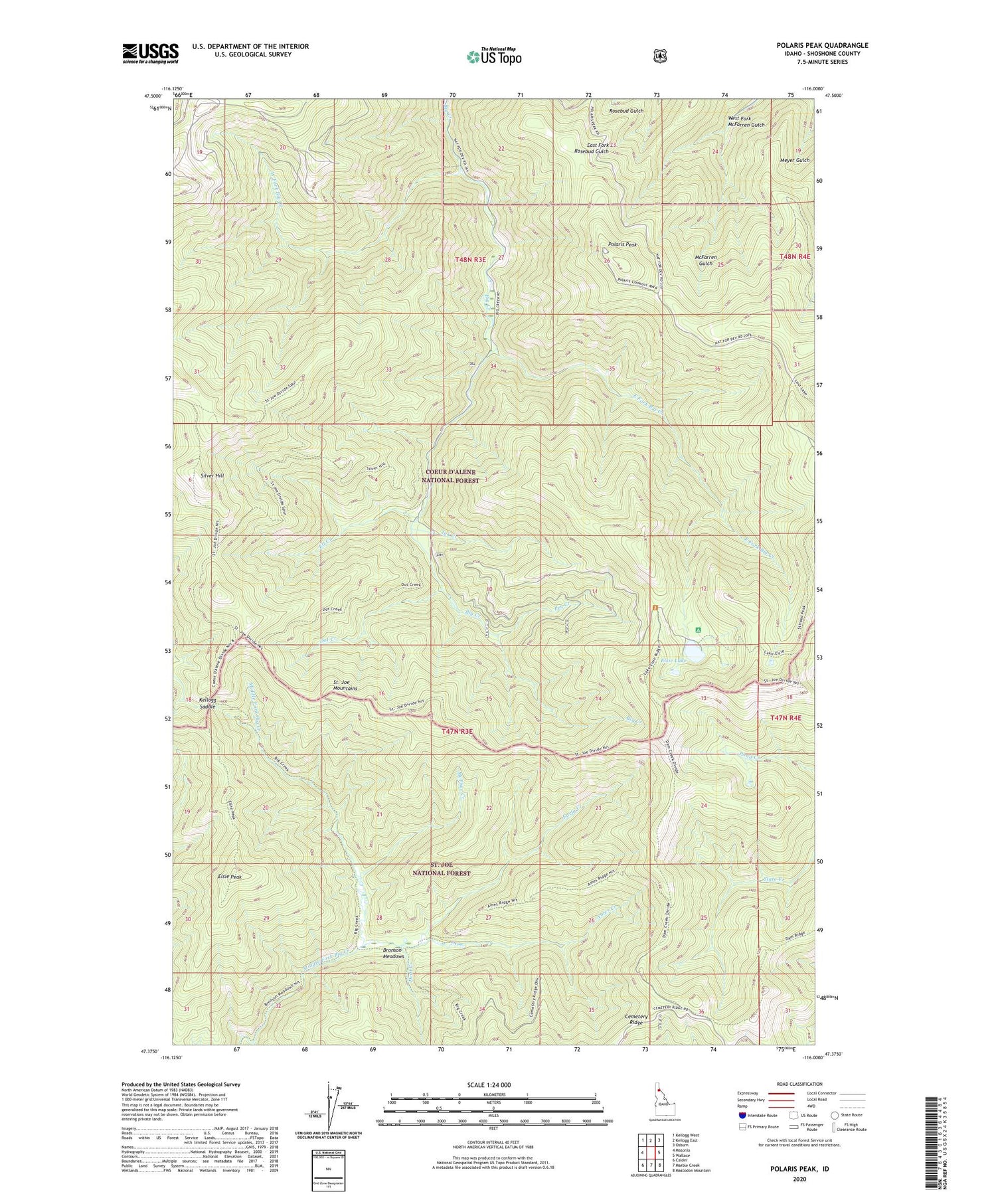 Polaris Peak Idaho US Topo Map Image