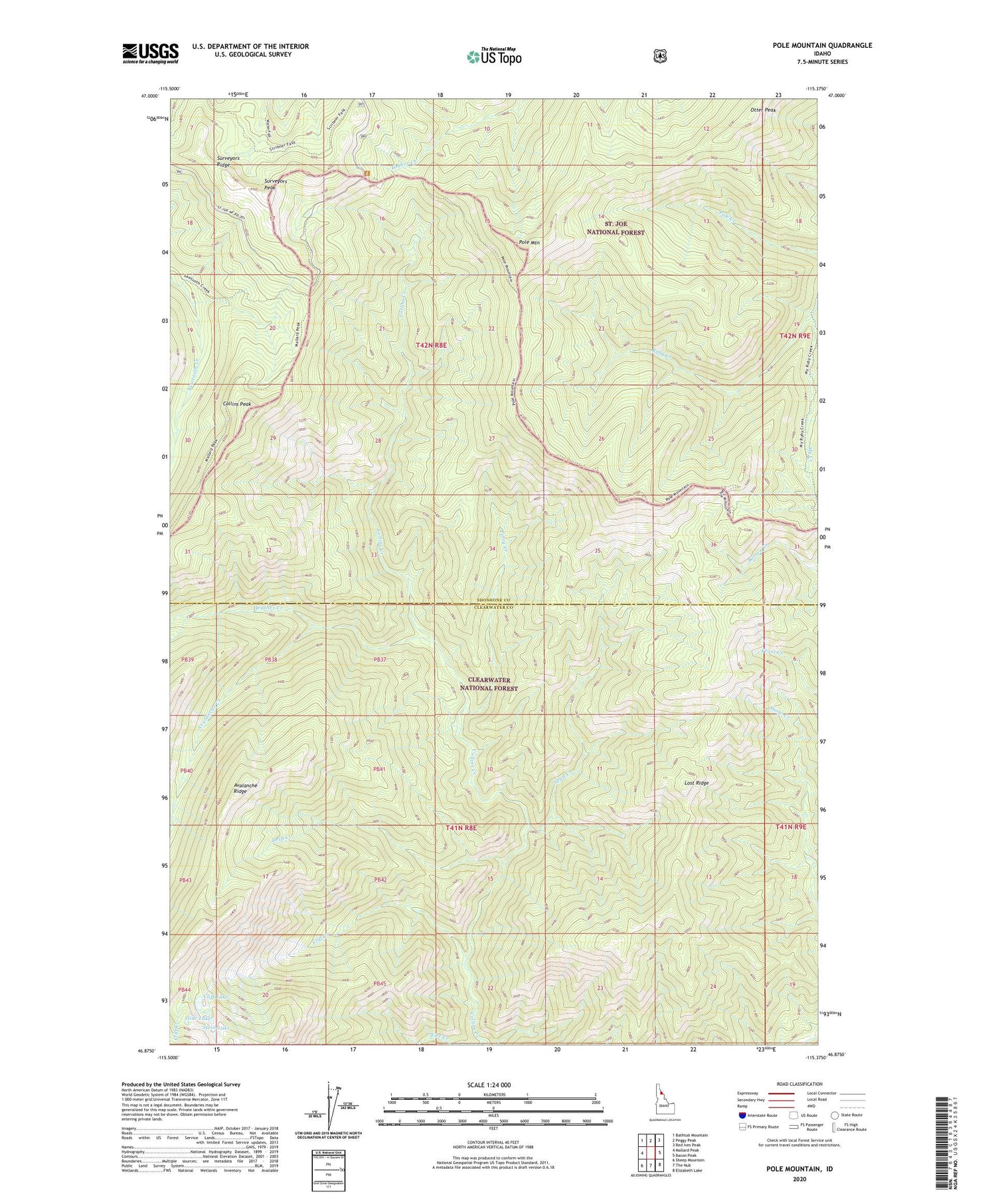 Pole Mountain Idaho US Topo Map Image
