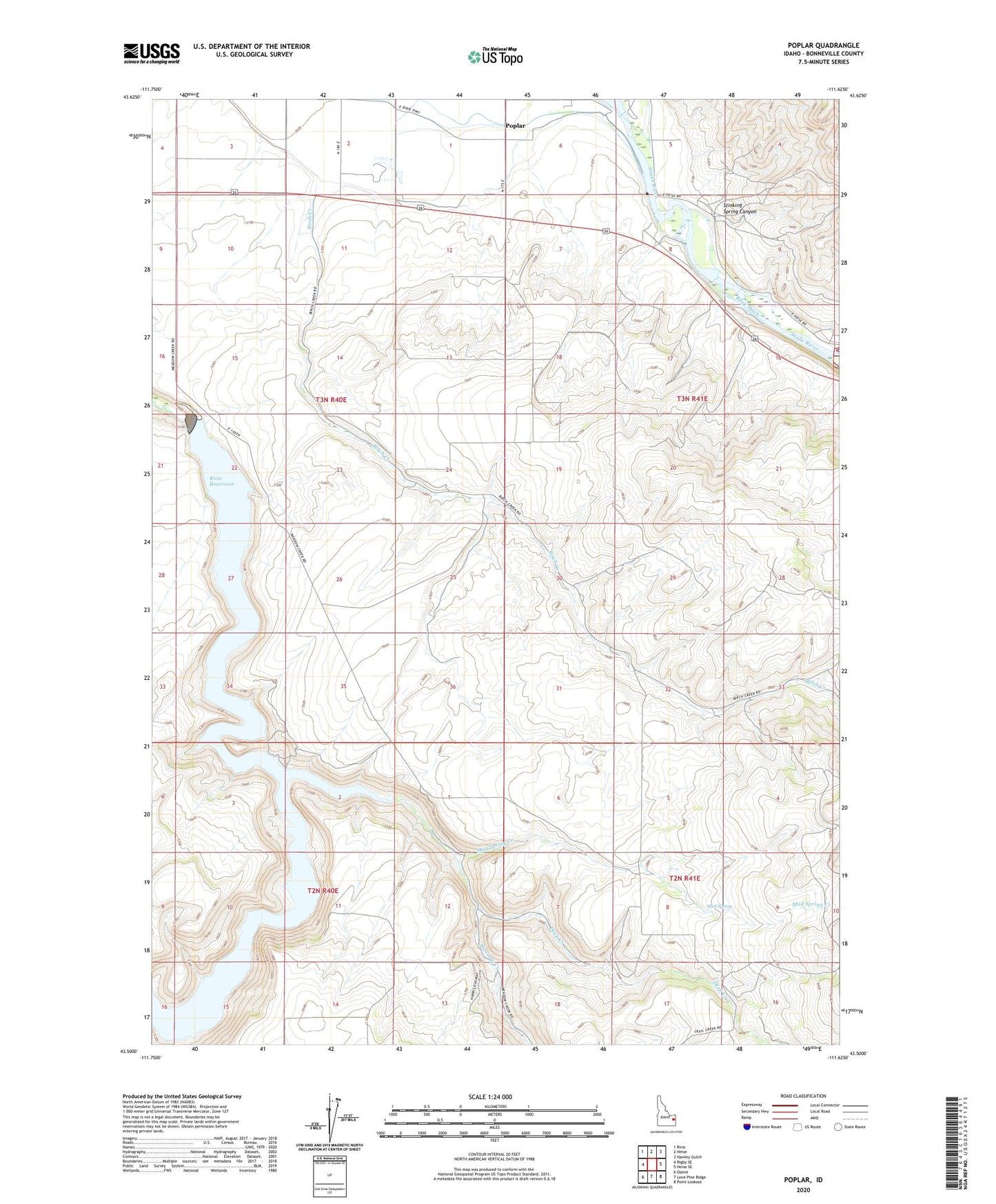 Poplar Idaho US Topo Map Image