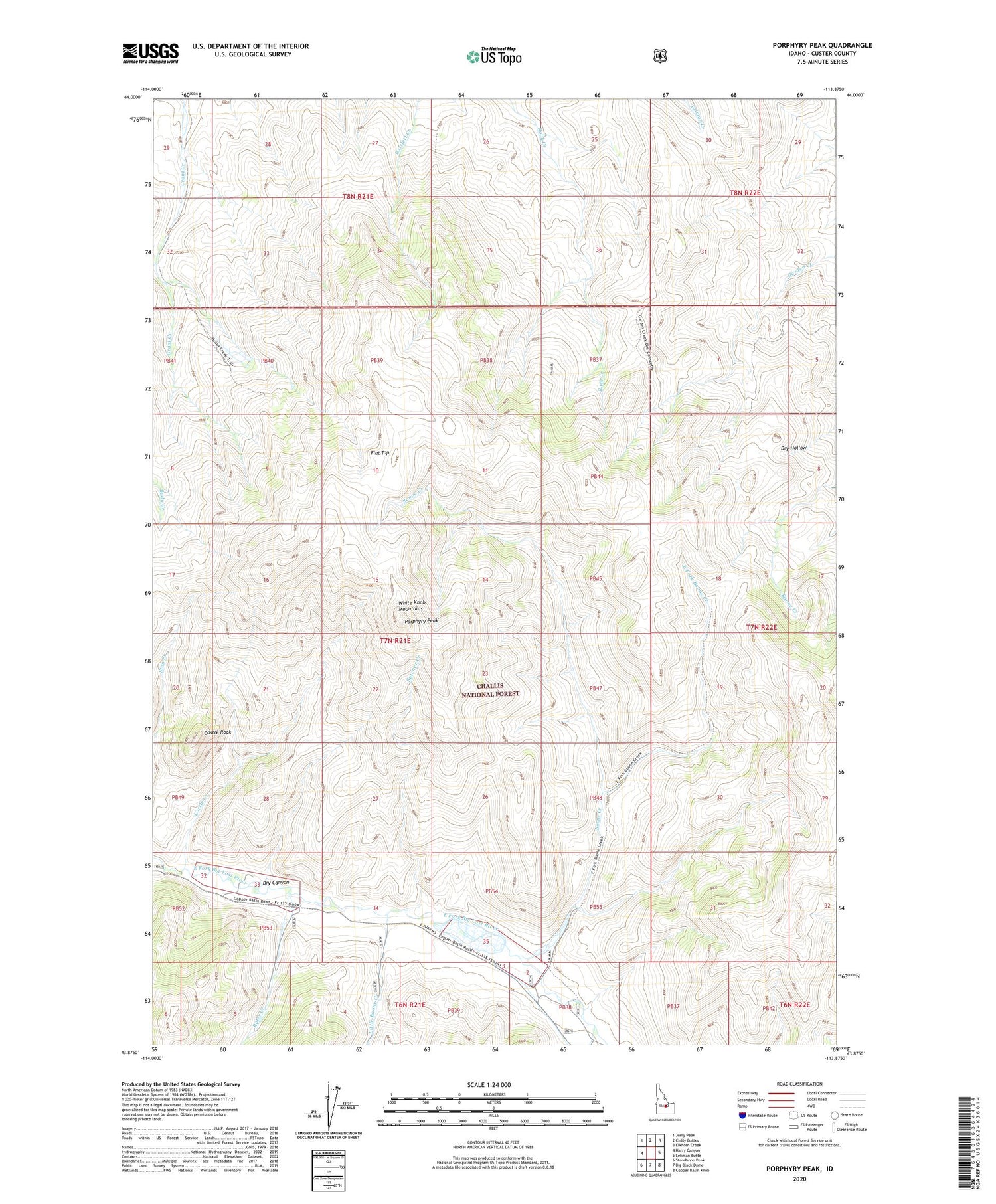Porphyry Peak Idaho US Topo Map Image