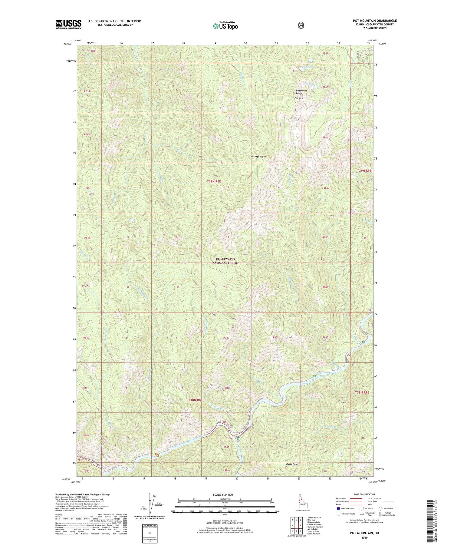 Pot Mountain Idaho US Topo Map Image