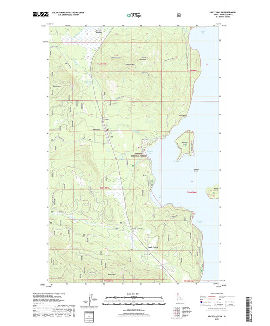 Priest Lake SW Idaho US Topo Map Image