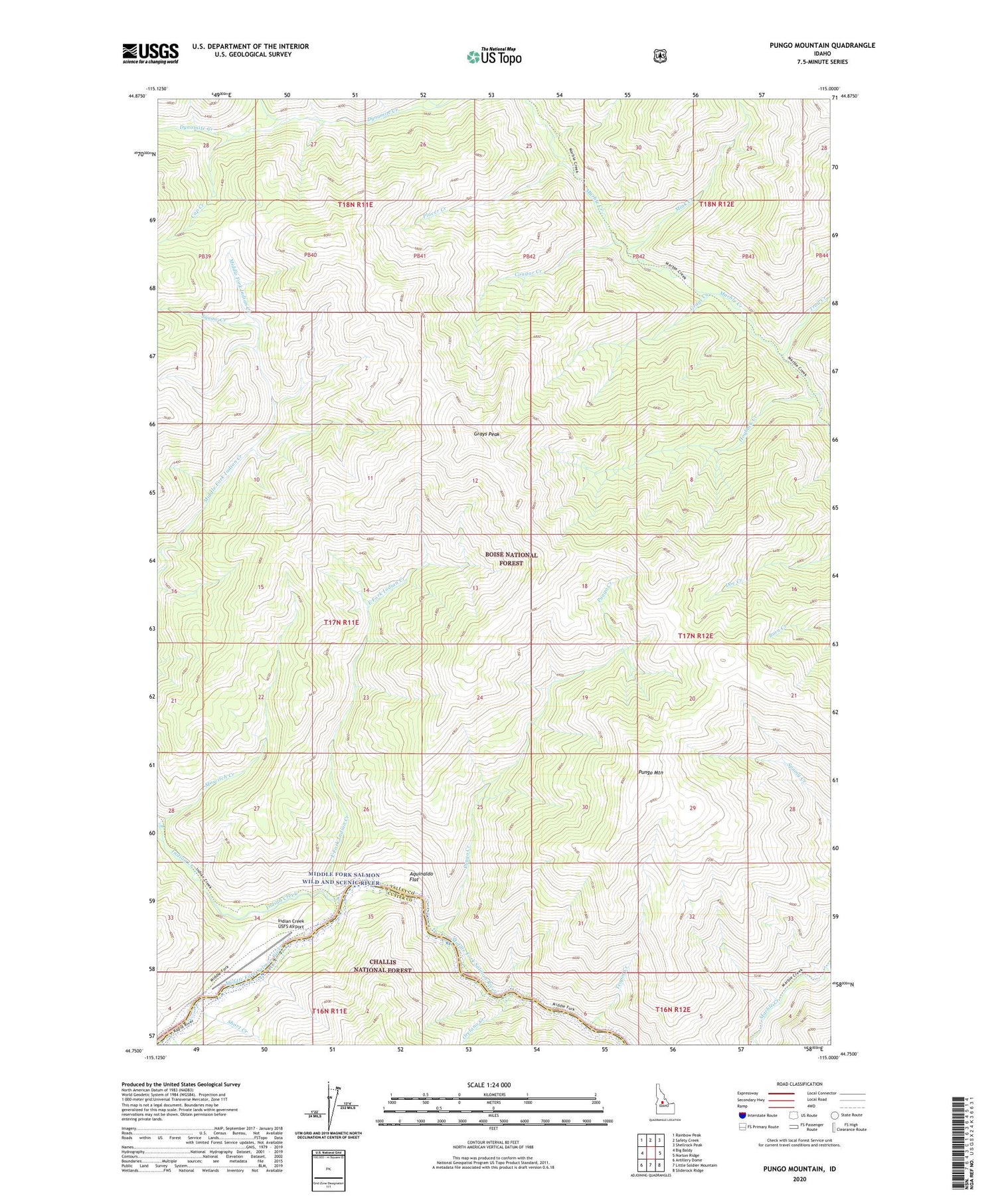 Pungo Mountain Idaho US Topo Map Image