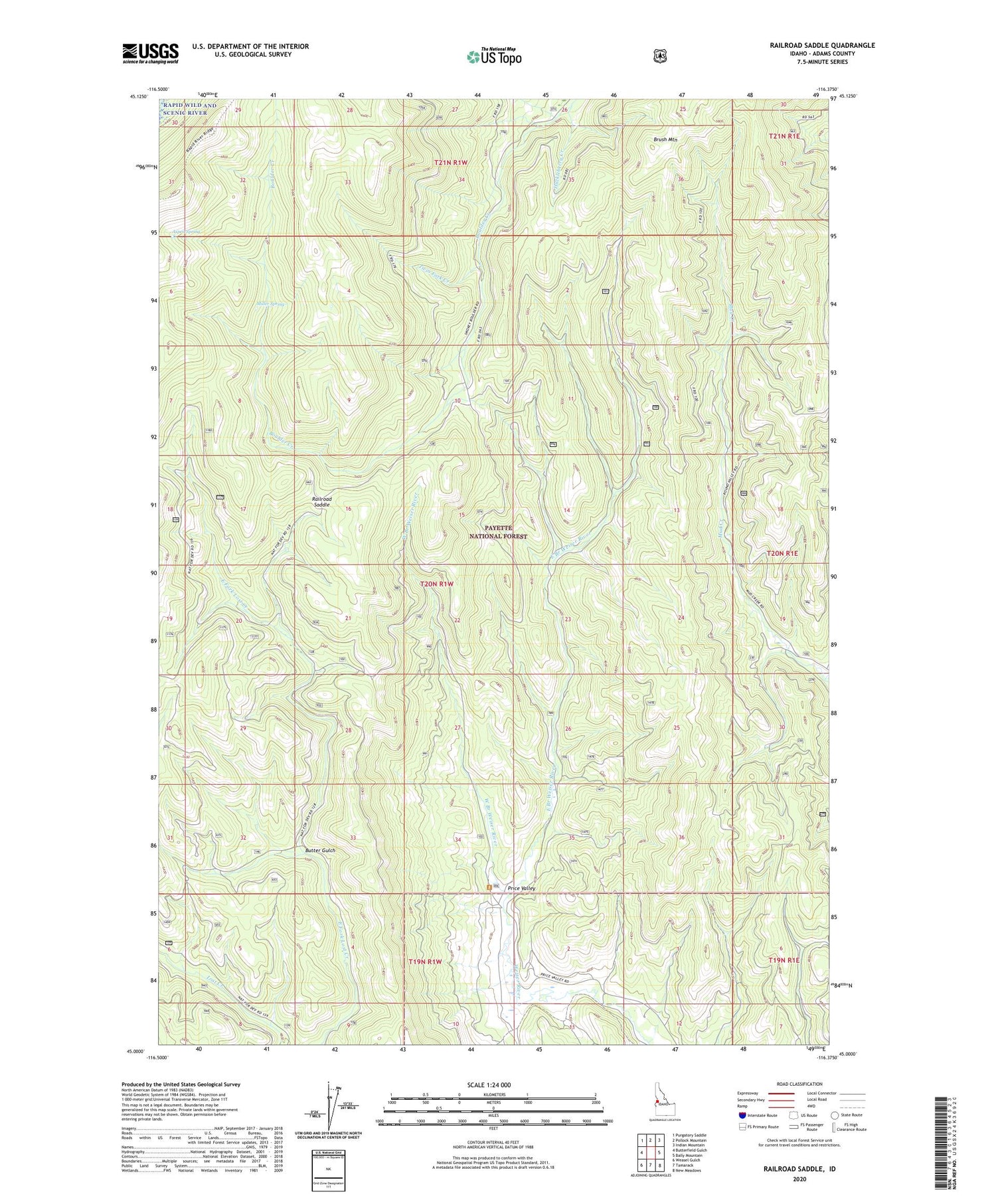 Railroad Saddle Idaho US Topo Map Image