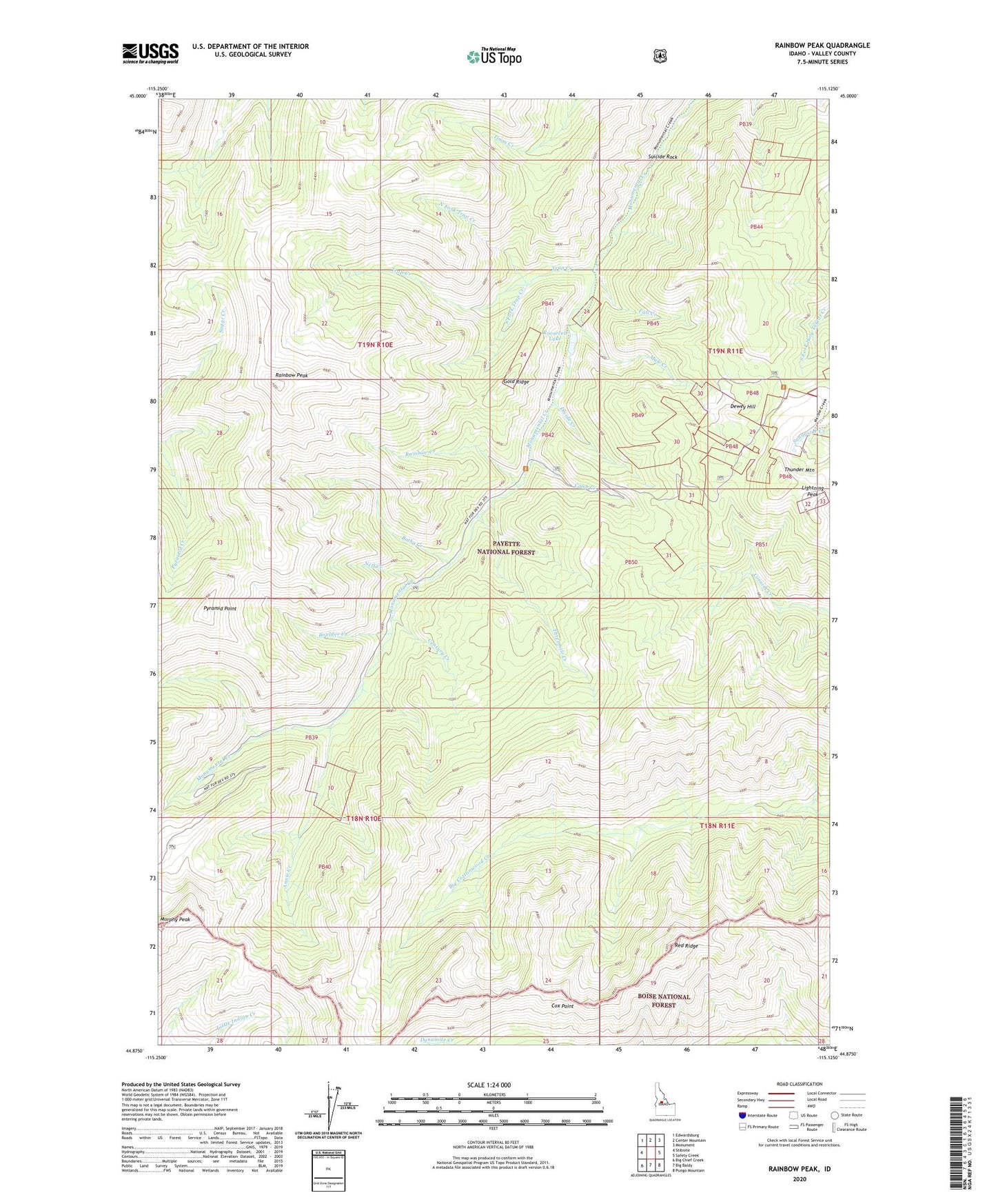 Rainbow Peak Idaho US Topo Map Image