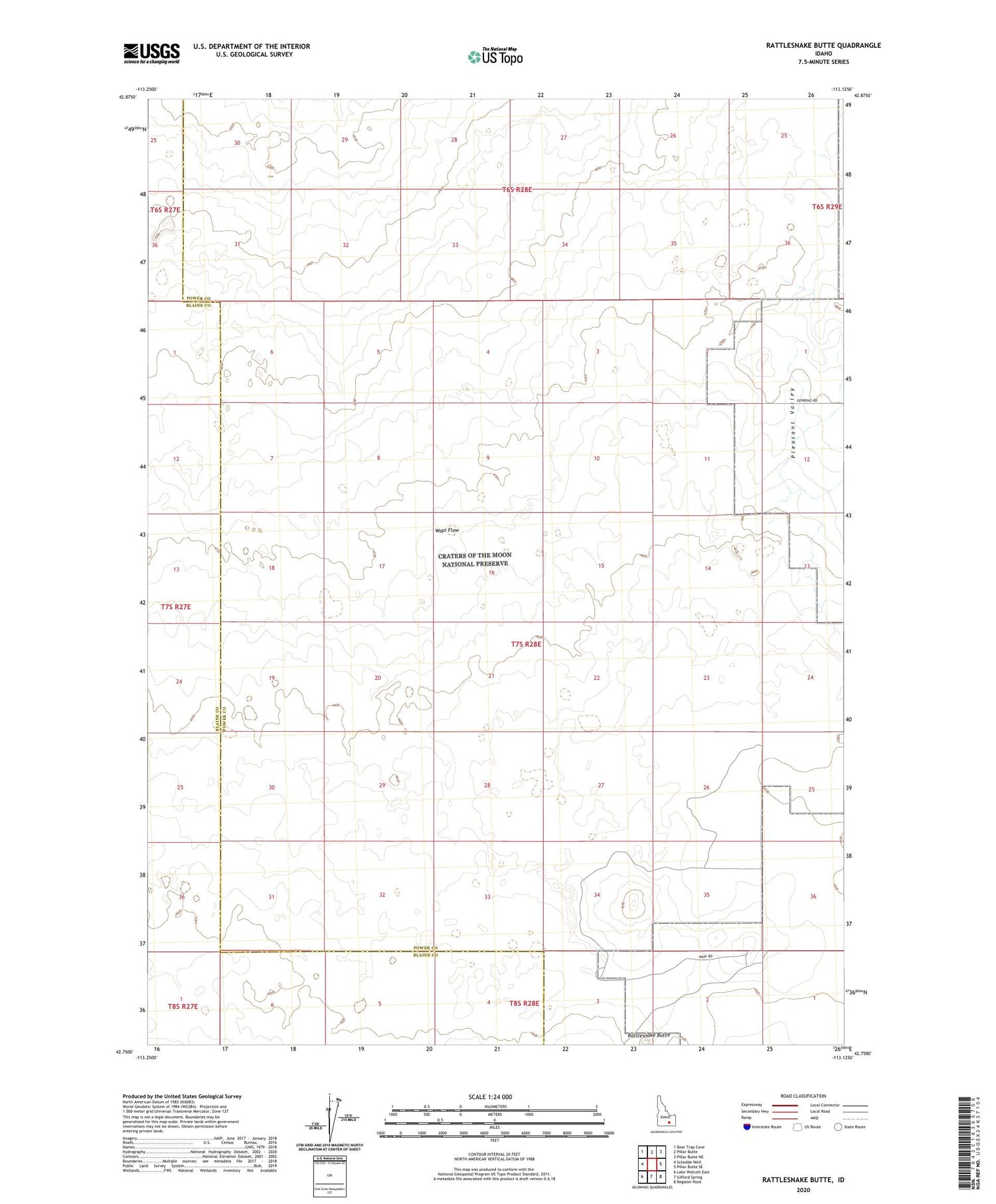 Rattlesnake Butte Idaho US Topo Map Image