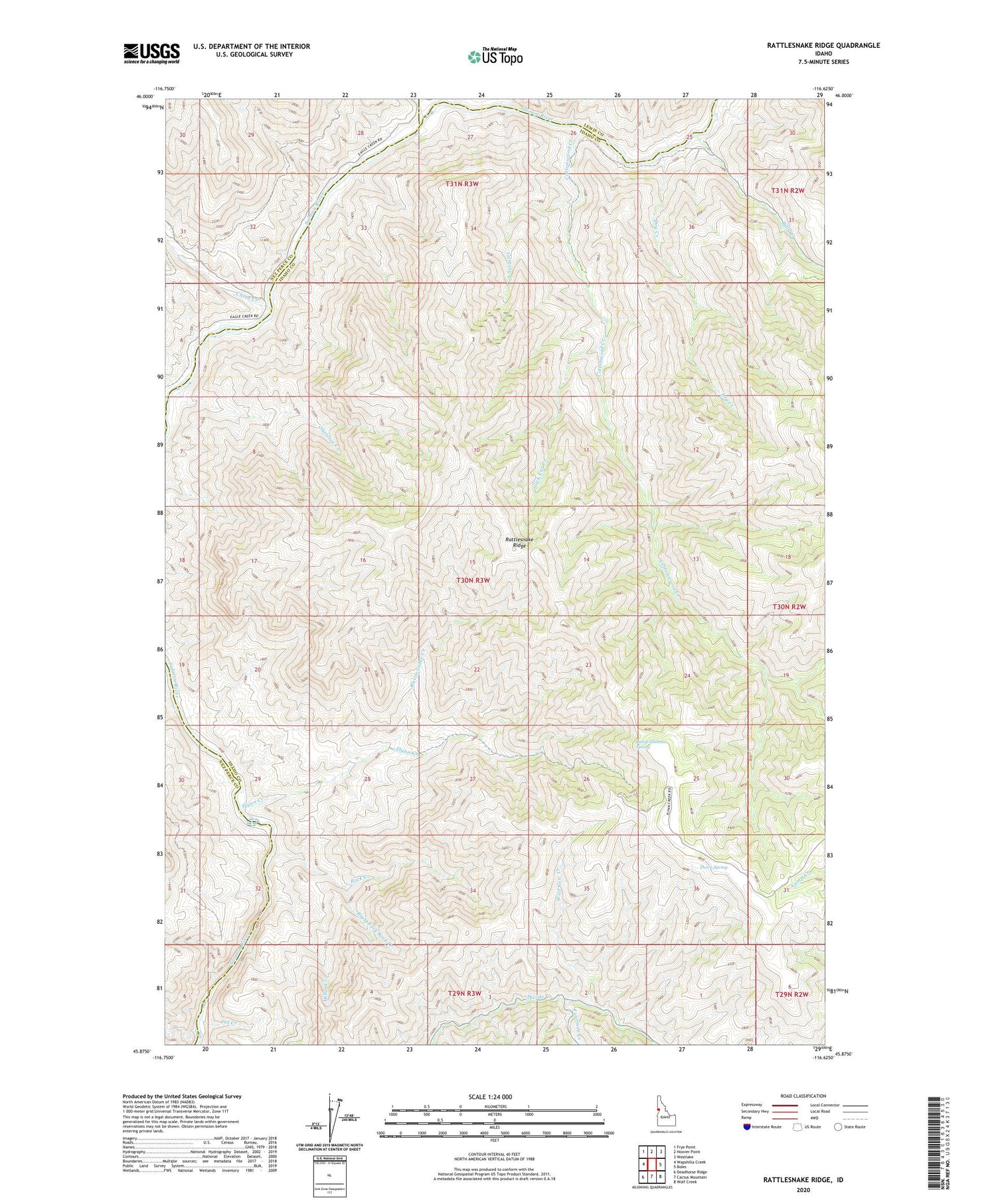 Rattlesnake Ridge Idaho US Topo Map Image
