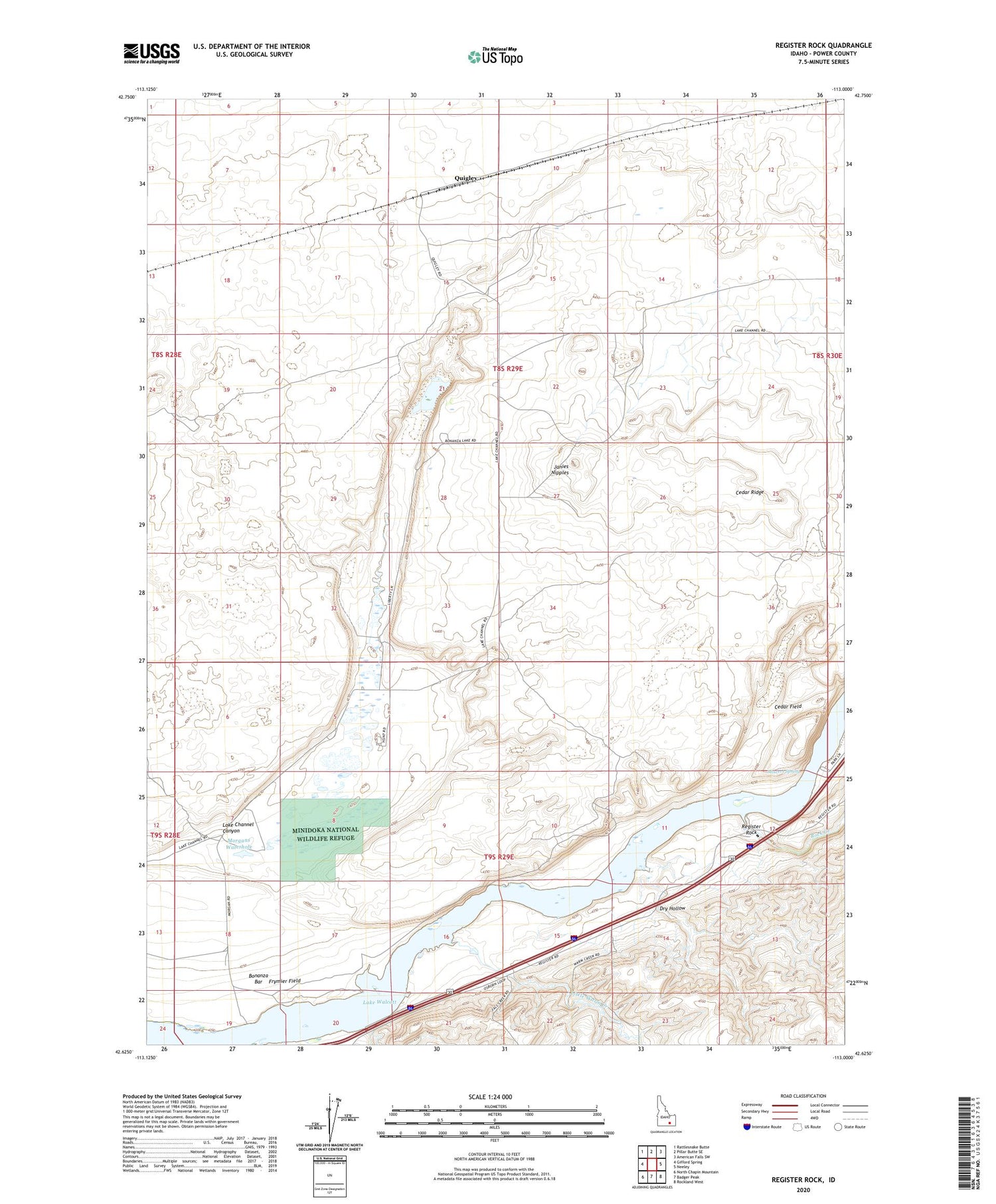 Register Rock Idaho US Topo Map Image
