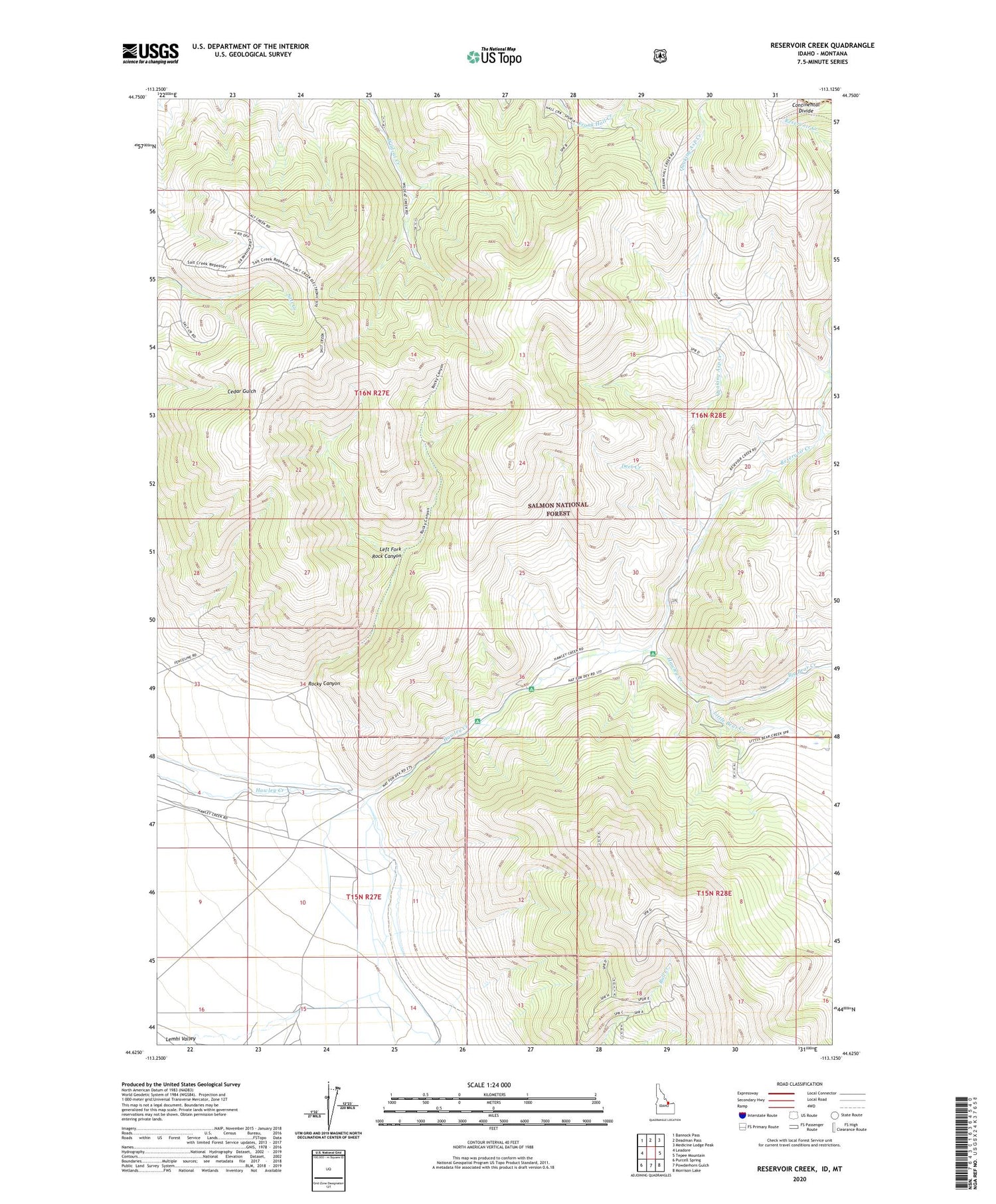 Reservoir Creek Idaho US Topo Map Image