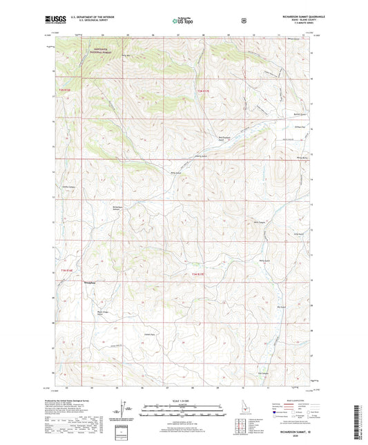 Richardson Summit Idaho US Topo Map Image