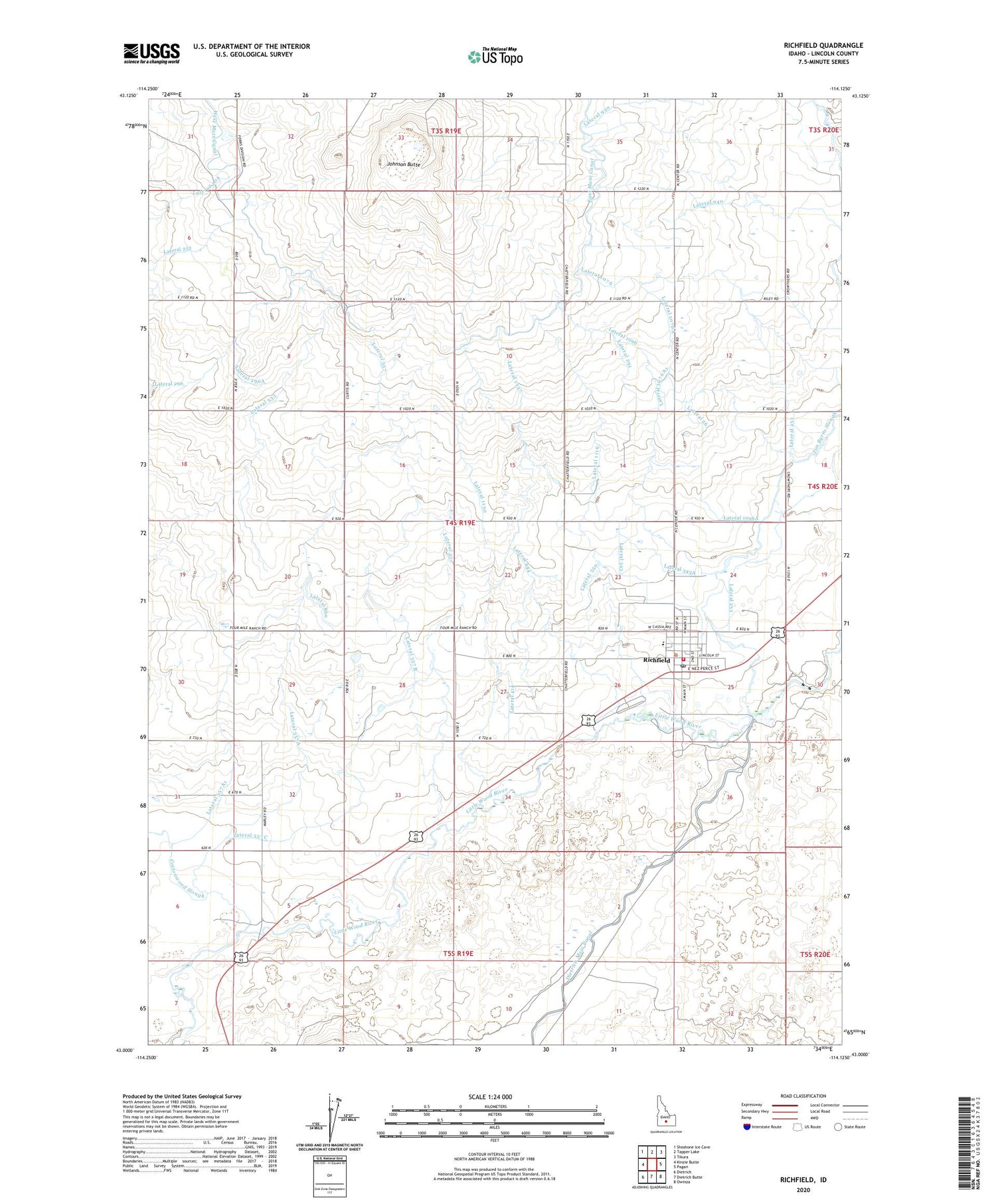 Richfield Idaho US Topo Map Image