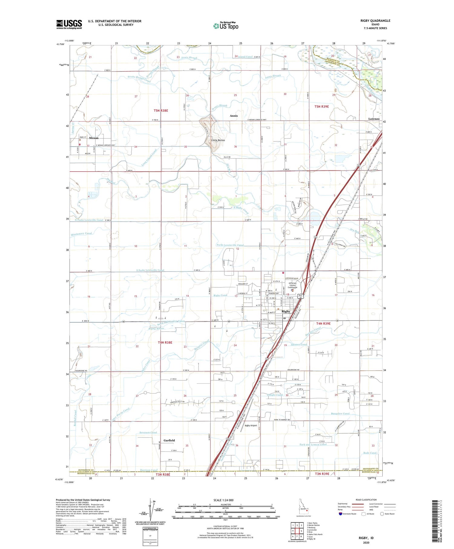 Rigby Idaho US Topo Map Image