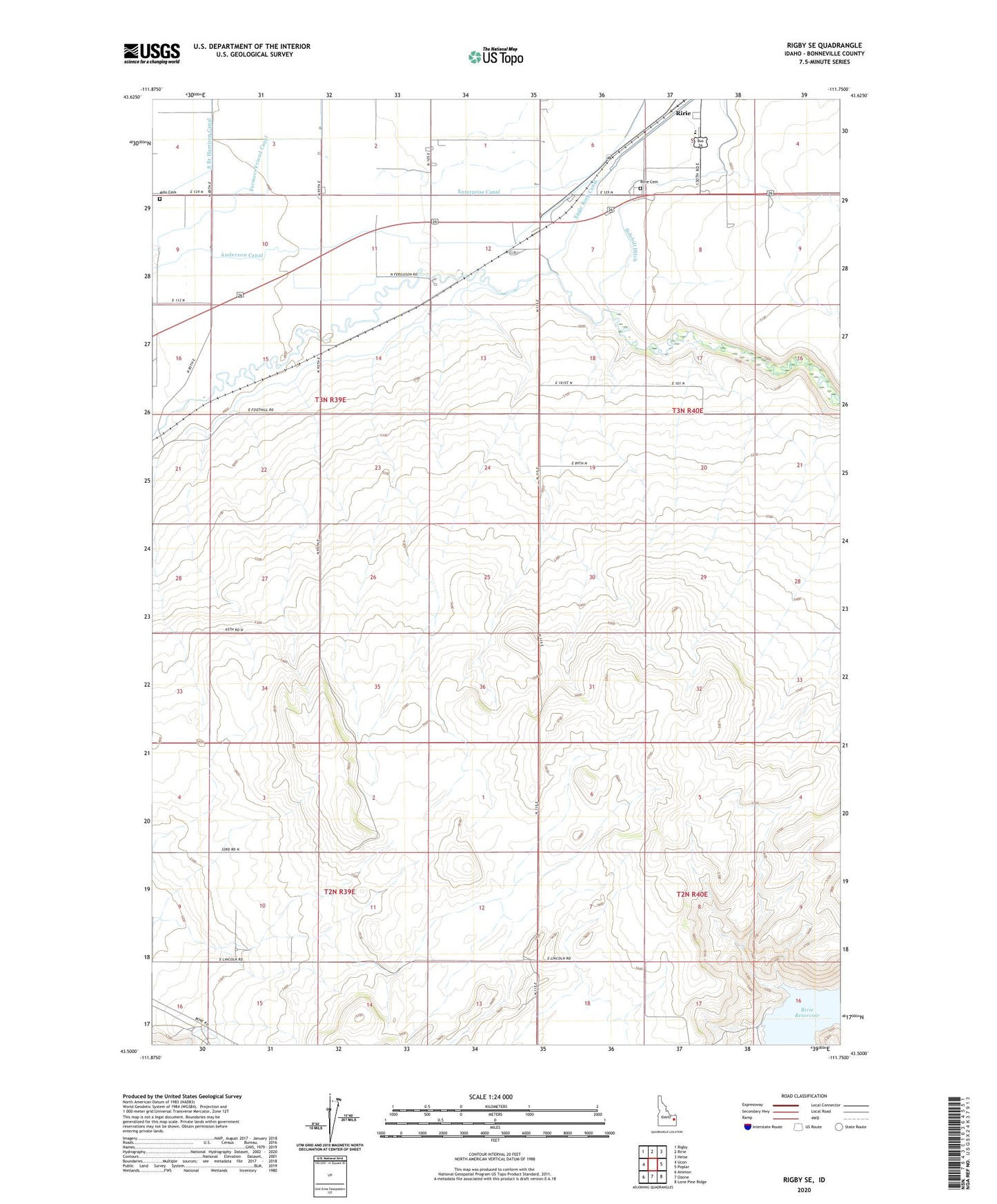 Rigby SE Idaho US Topo Map Image
