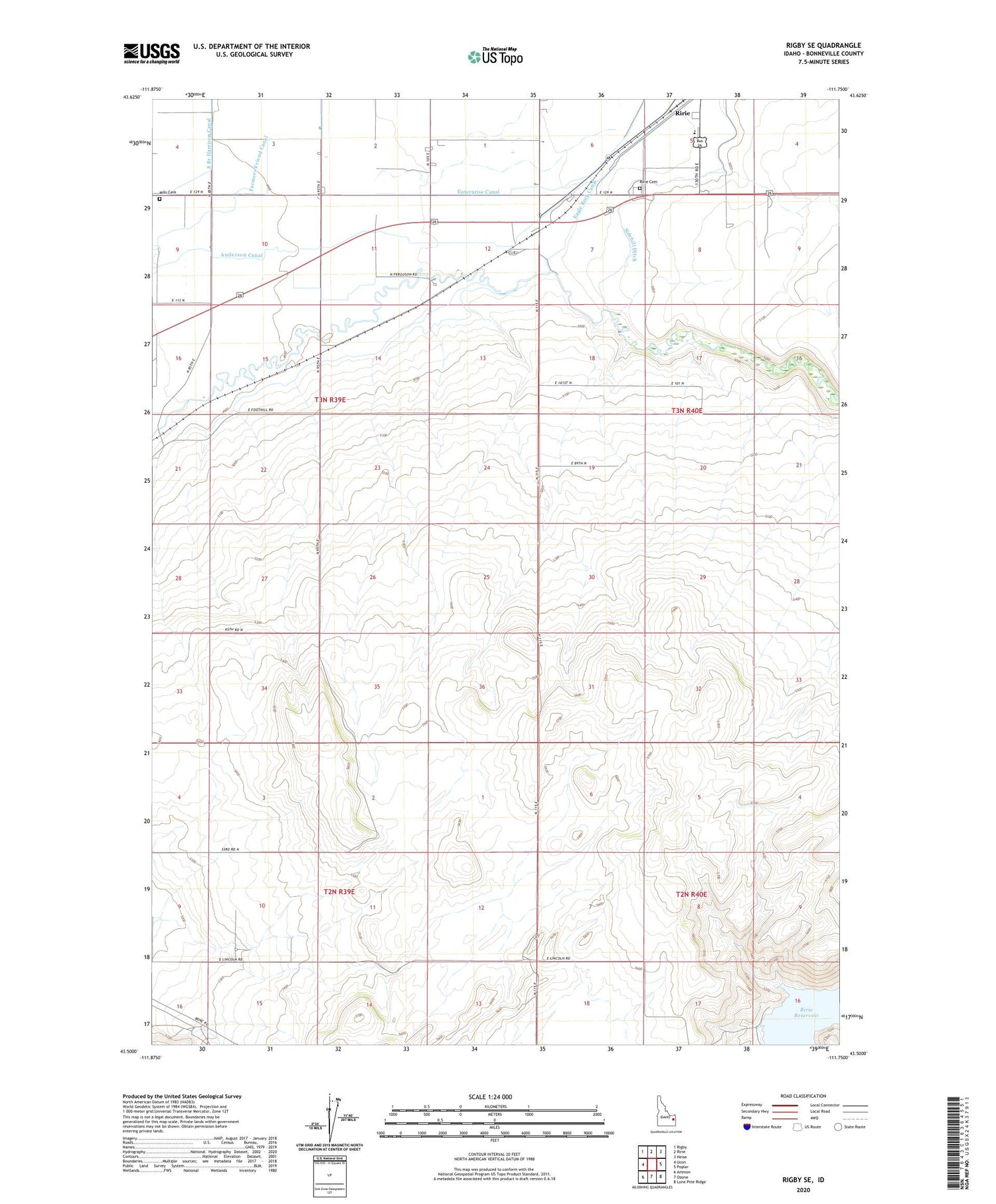 Rigby SE Idaho US Topo Map Image