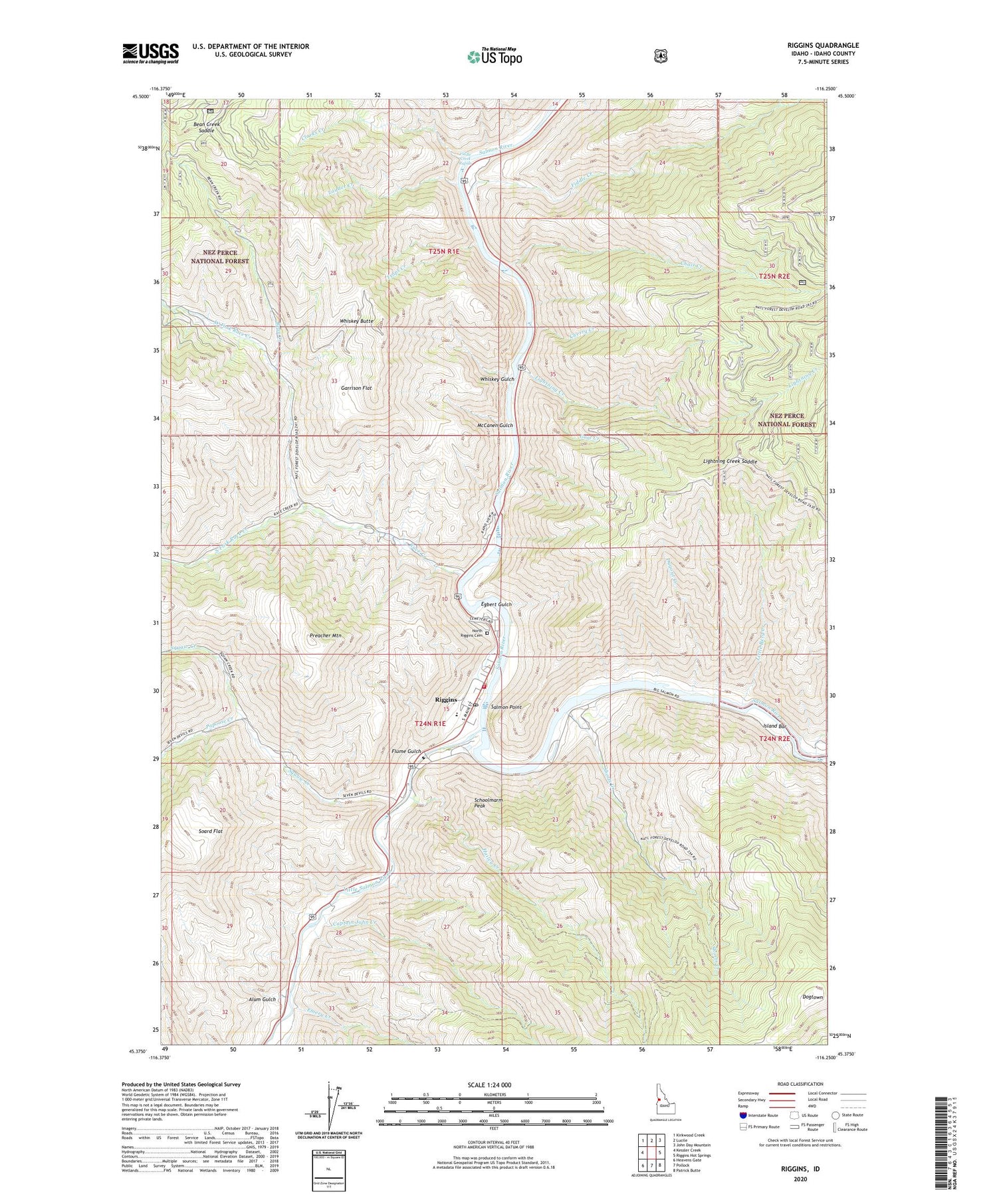 Riggins Idaho US Topo Map Image