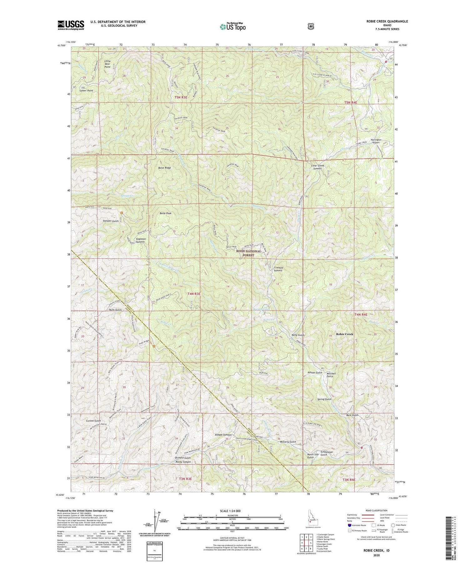 Robie Creek Idaho US Topo Map Image